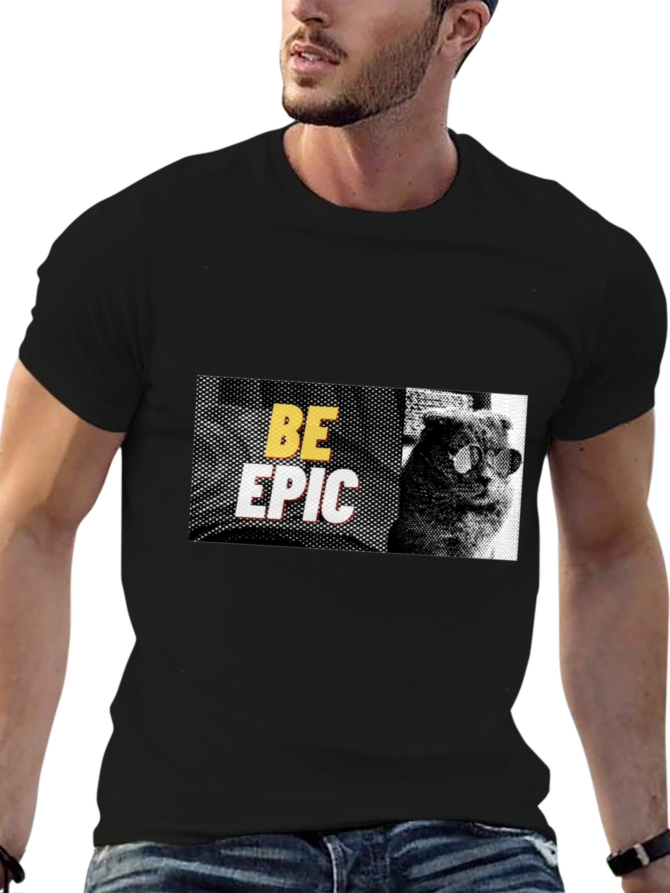 Be Epic Cat Graphic Black T-Shirt