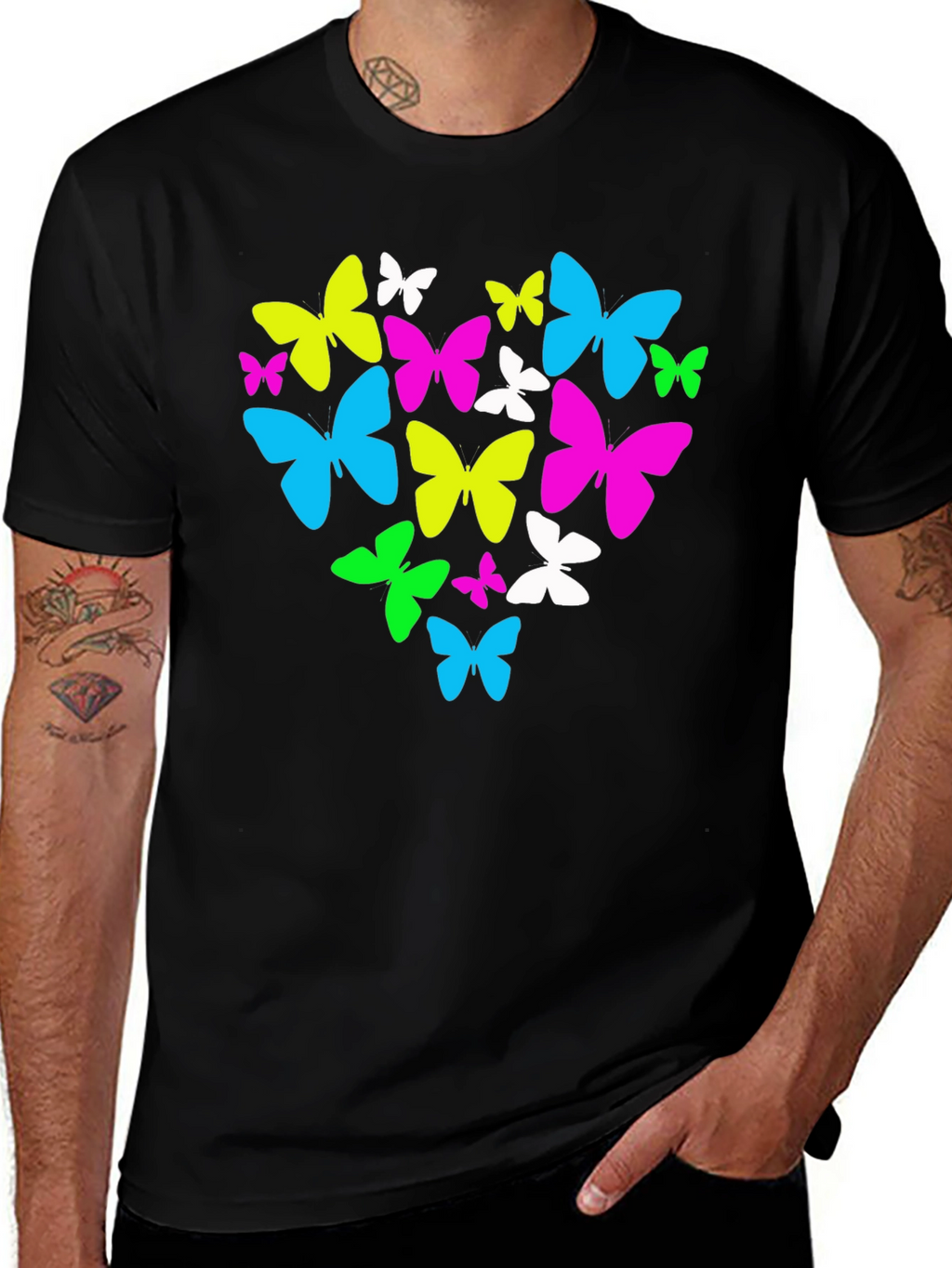 Butterfly Heart Graphic T-Shirt - Black