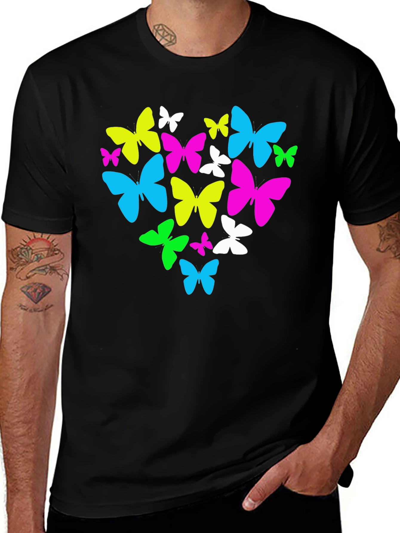 Butterfly Heart Graphic T-Shirt - Black