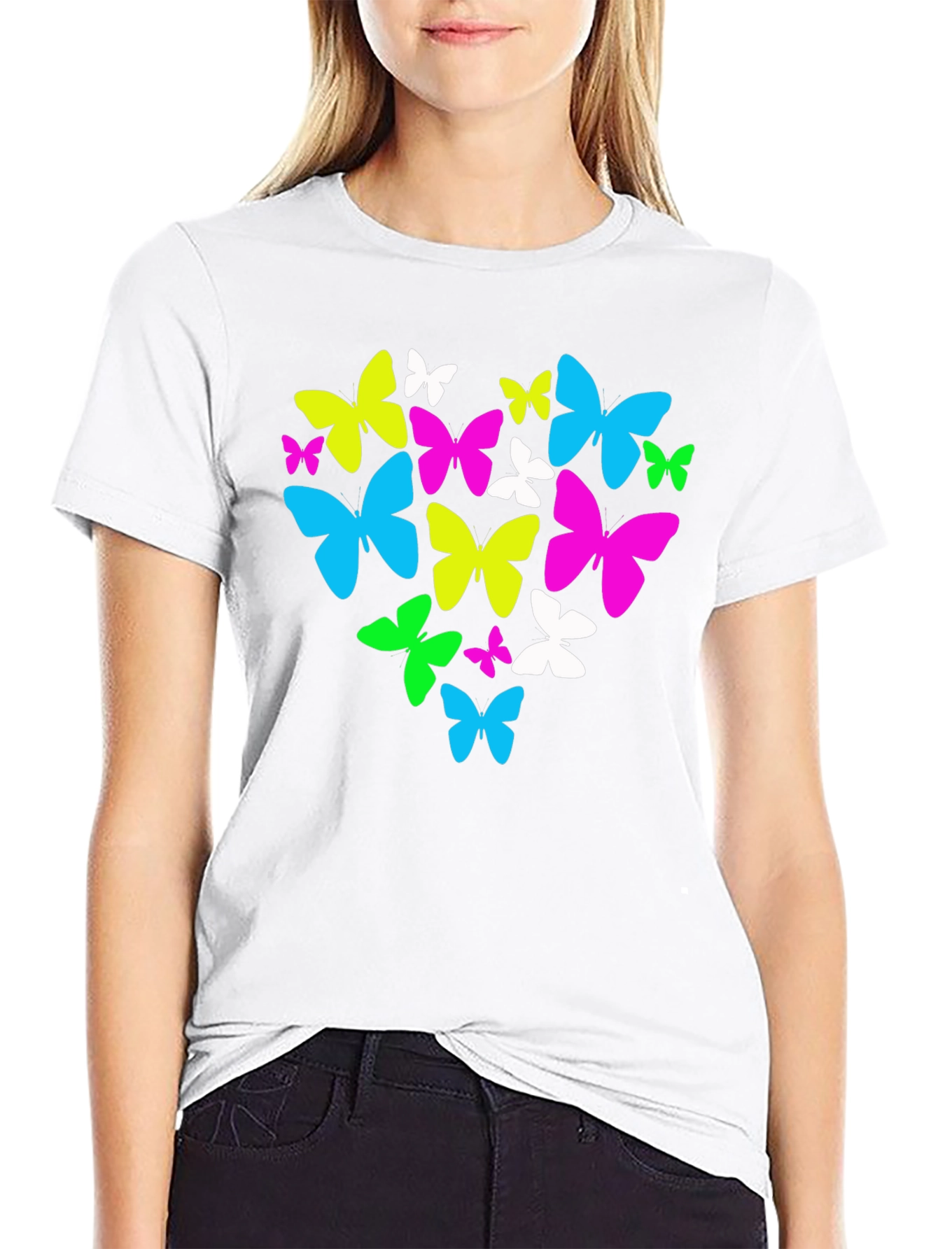 Butterfly Heart Graphic T-Shirt - Black