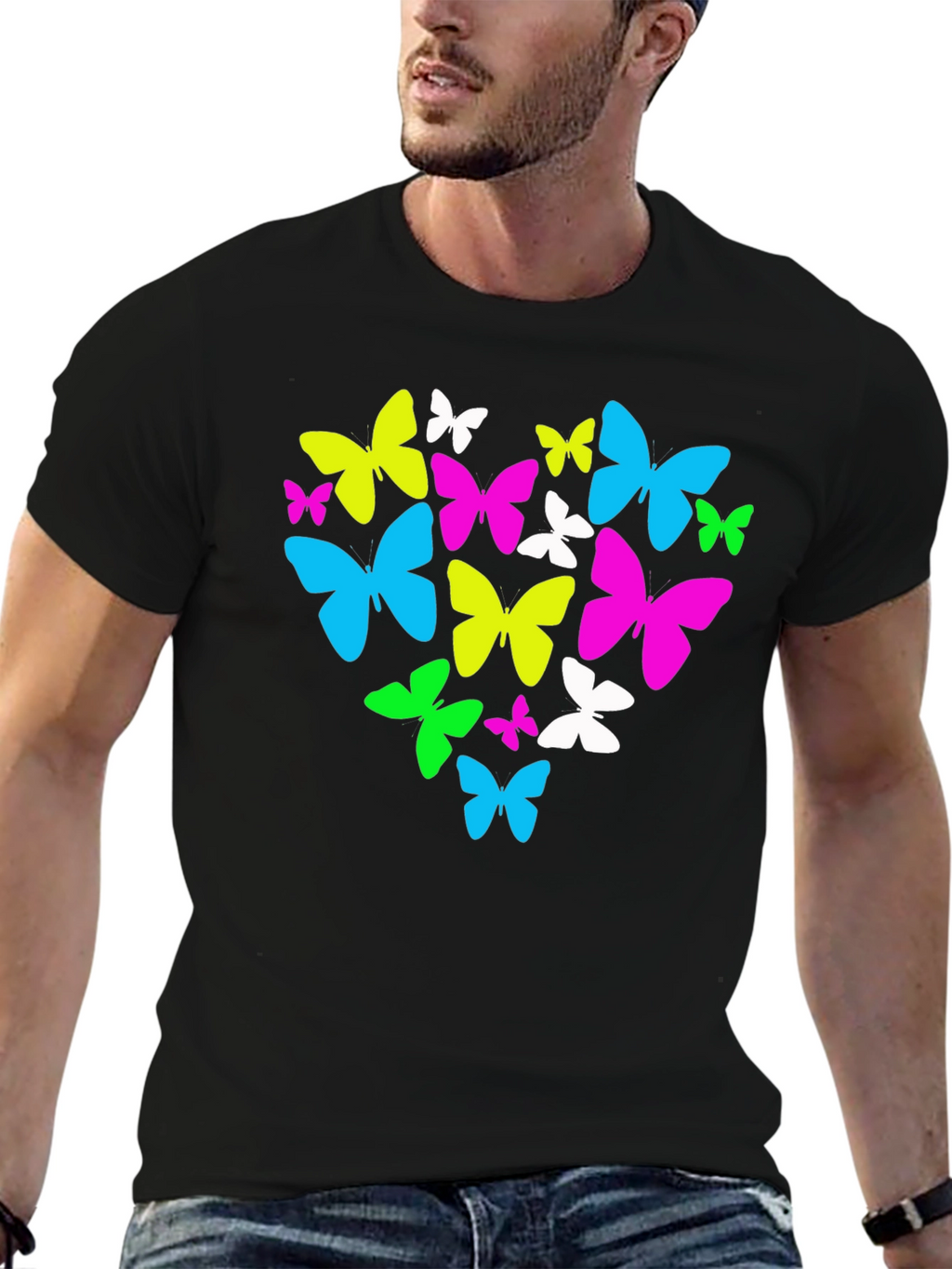 Butterfly Heart Graphic T-Shirt - Black