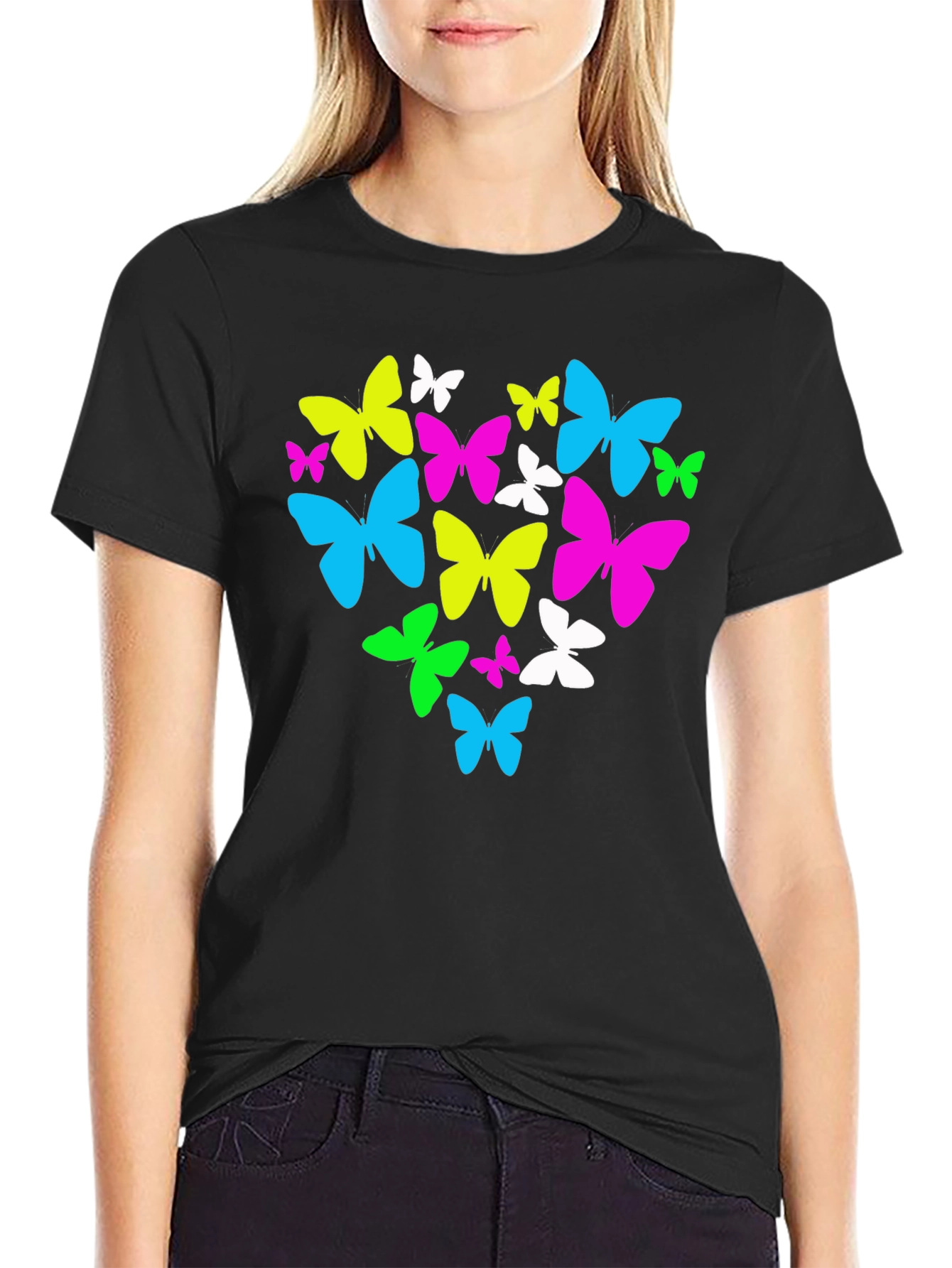Butterfly Heart Graphic T-Shirt - Black