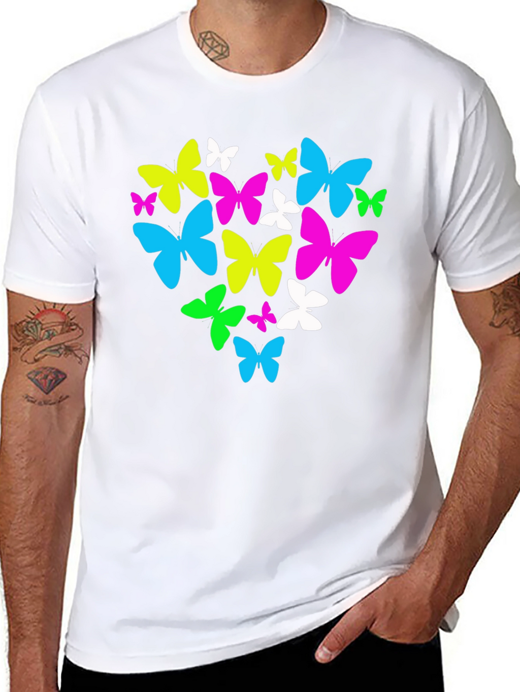 Butterfly Heart Graphic T-Shirt - Black