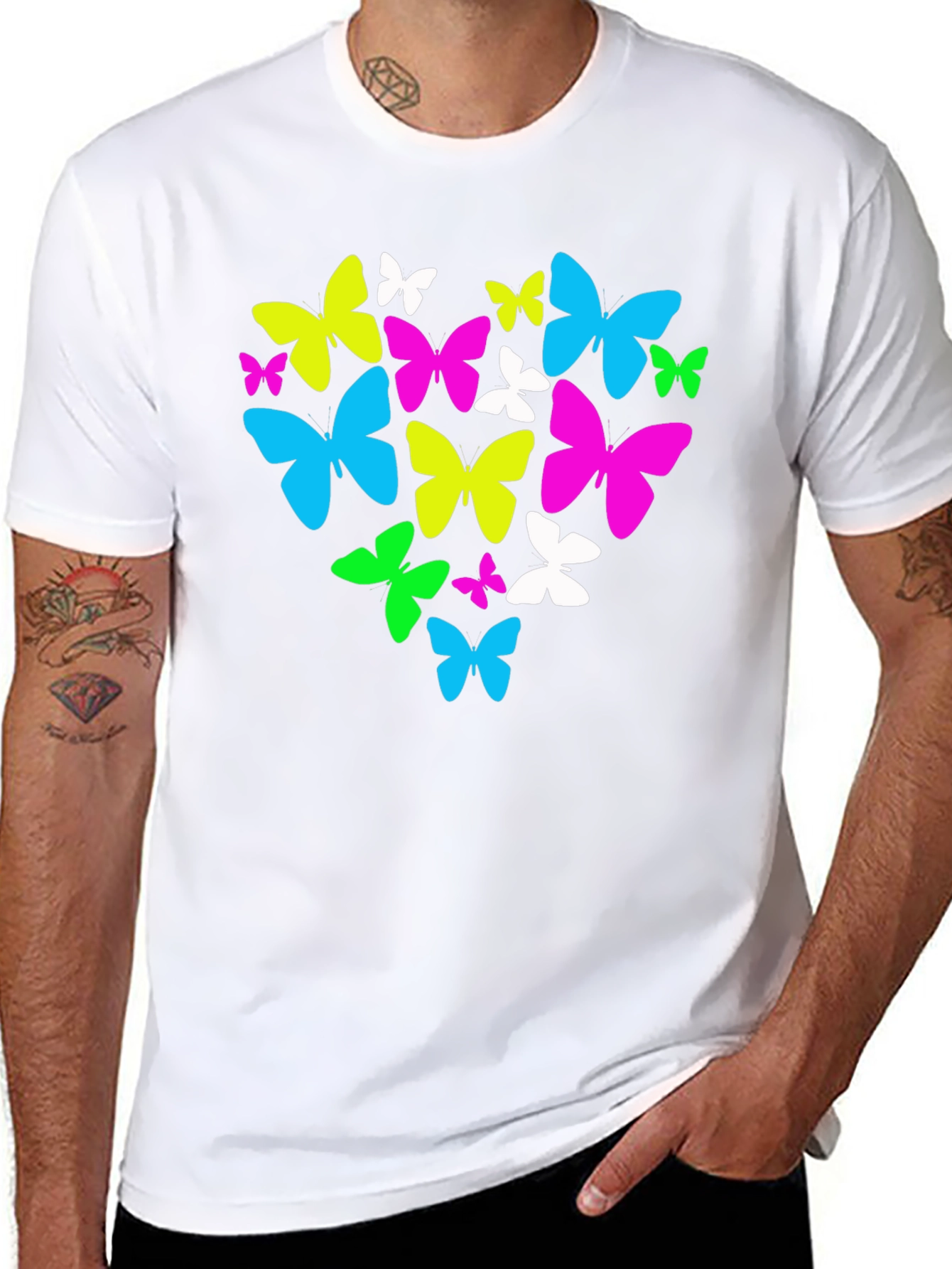 Butterfly Heart Graphic T-Shirt - Black