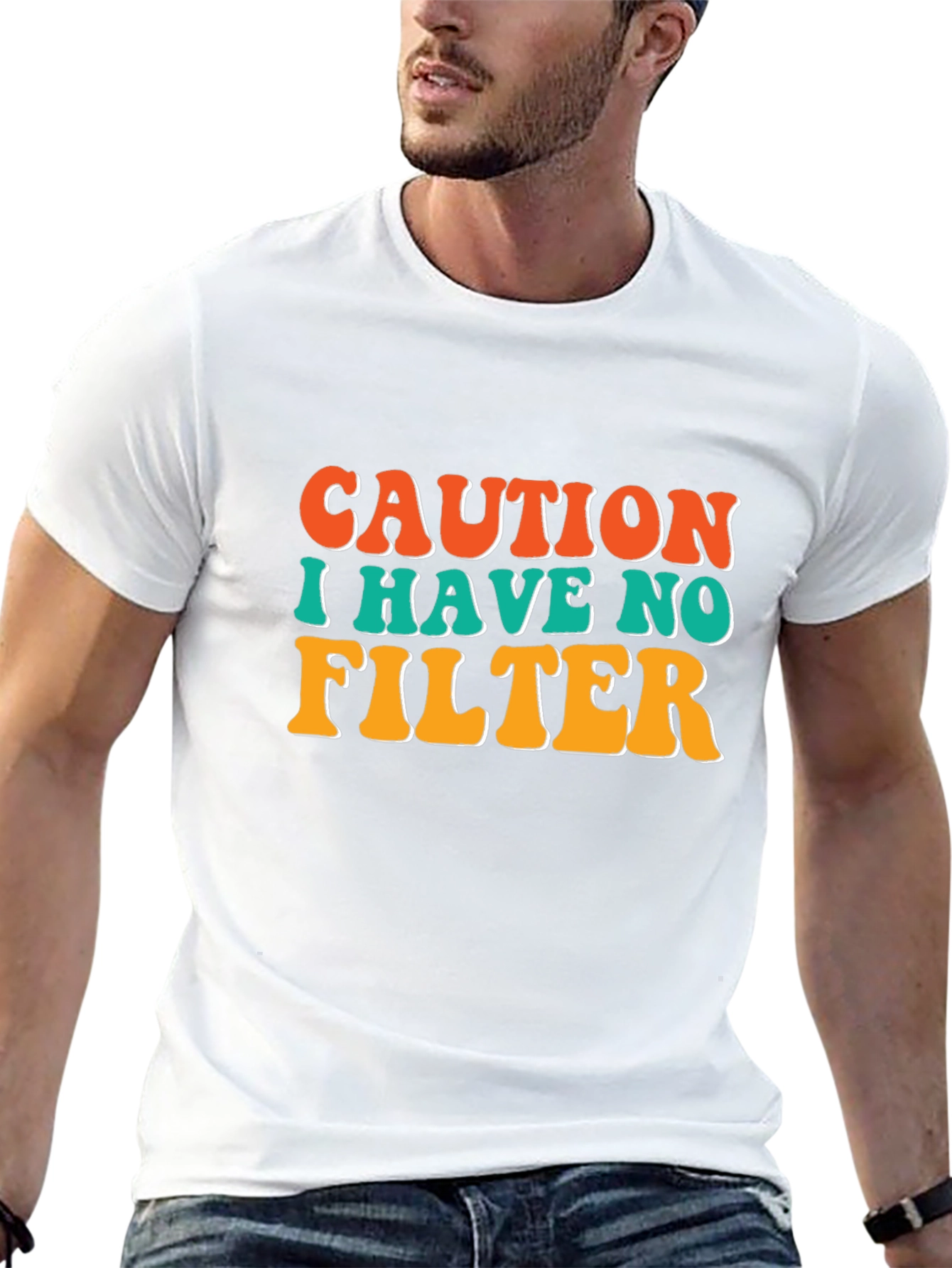 Caution I Have No Filter Black T-Shirt