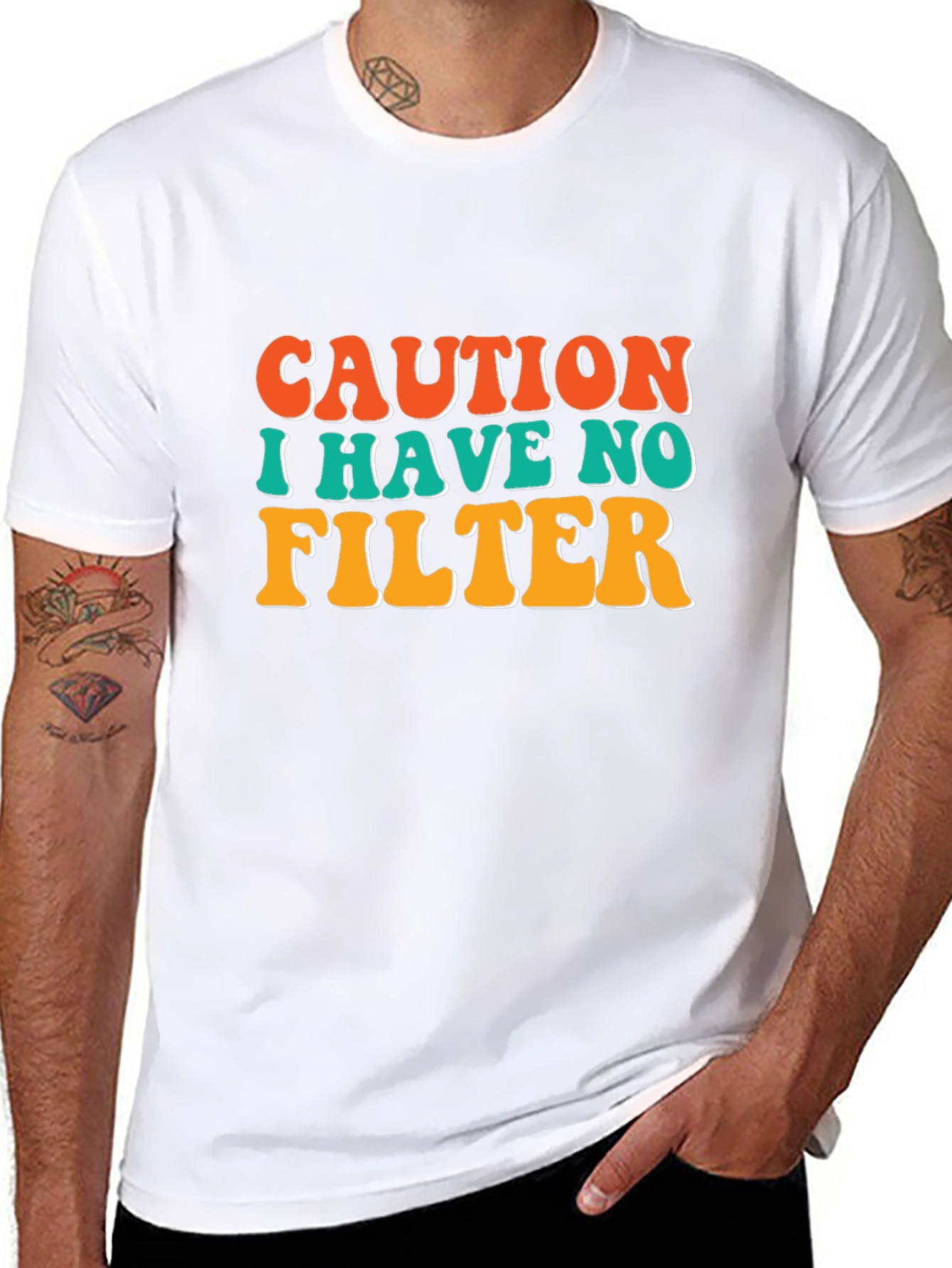 Caution I Have No Filter Black T-Shirt