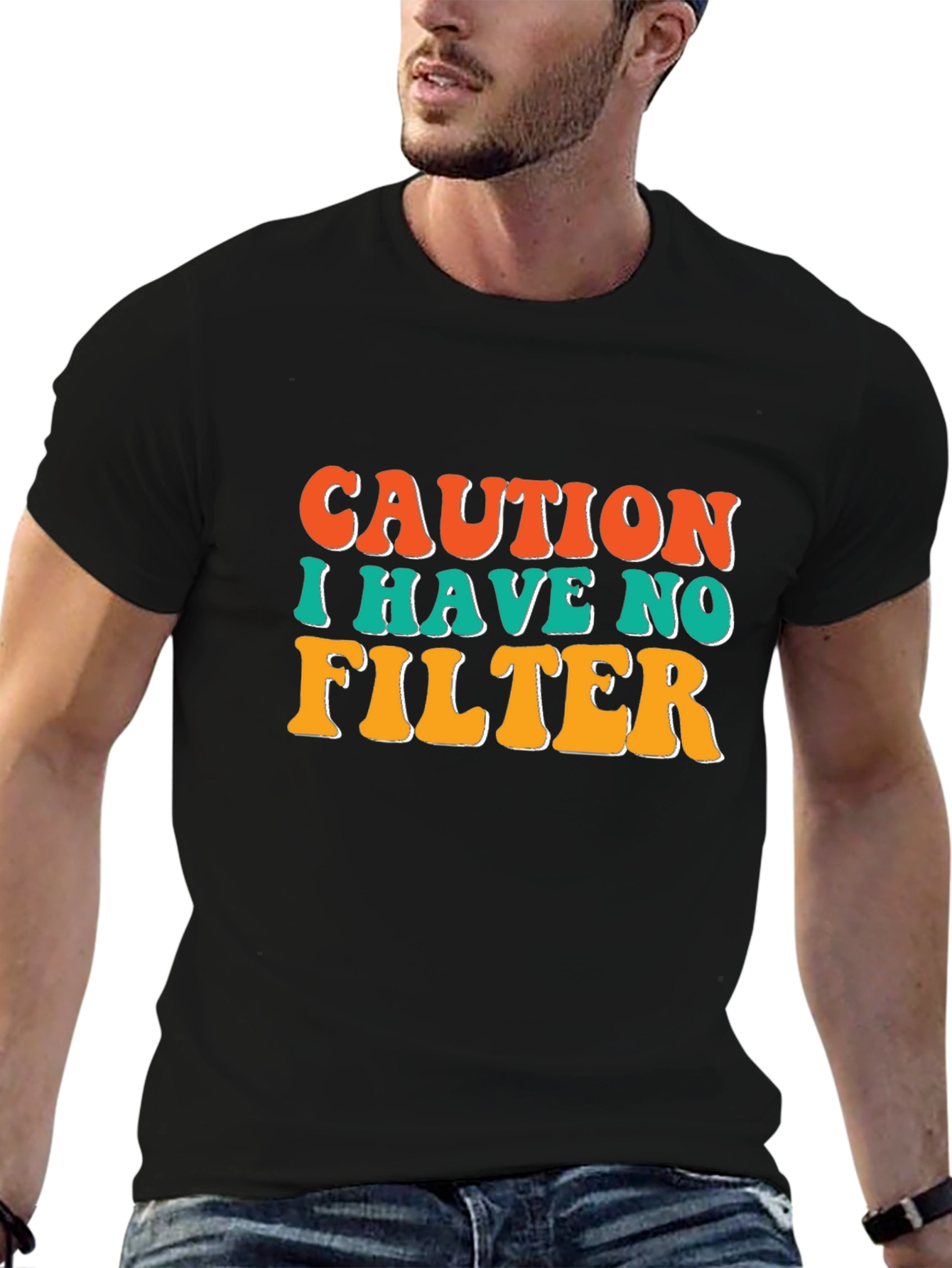 Caution I Have No Filter Black T-Shirt