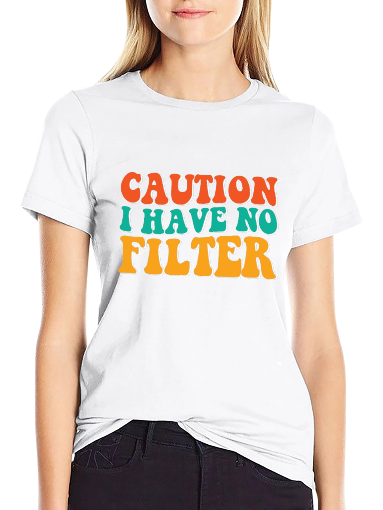 Caution I Have No Filter Black T-Shirt