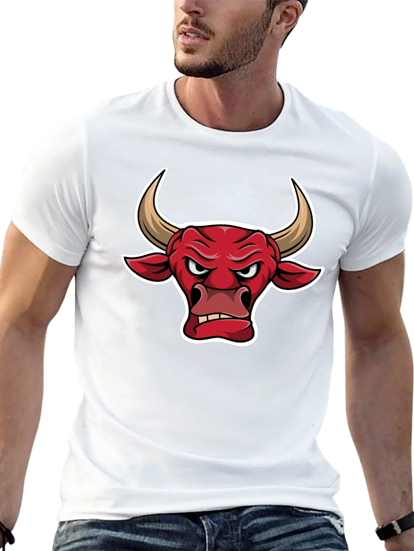 Black T-Shirt with Bull Graphic