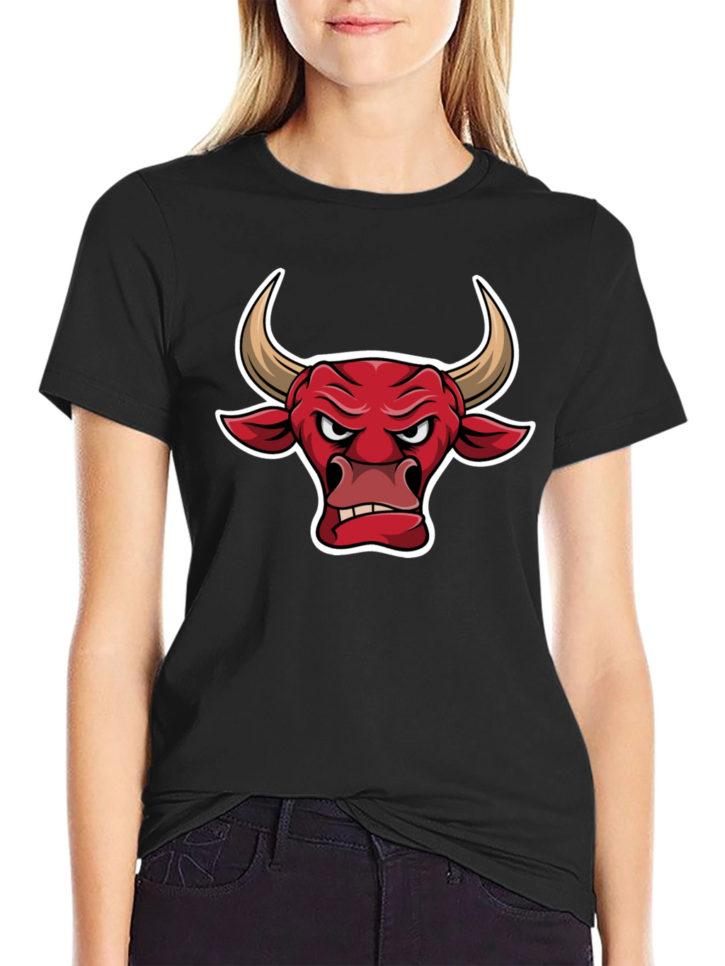 Black T-Shirt with Bull Graphic