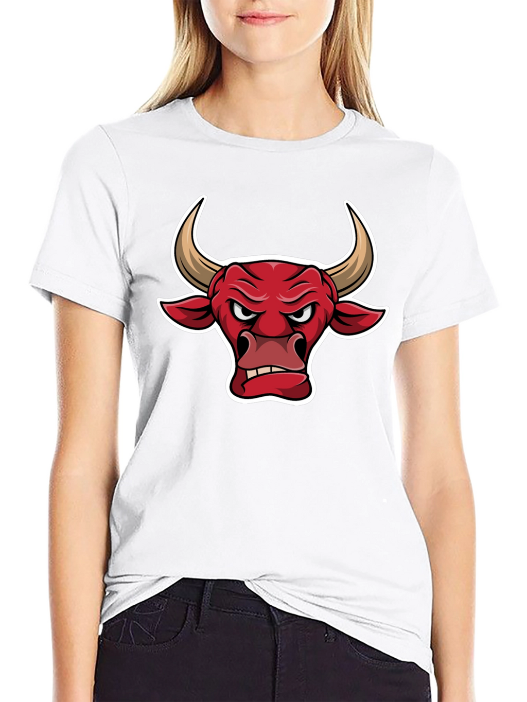 Black T-Shirt with Bull Graphic