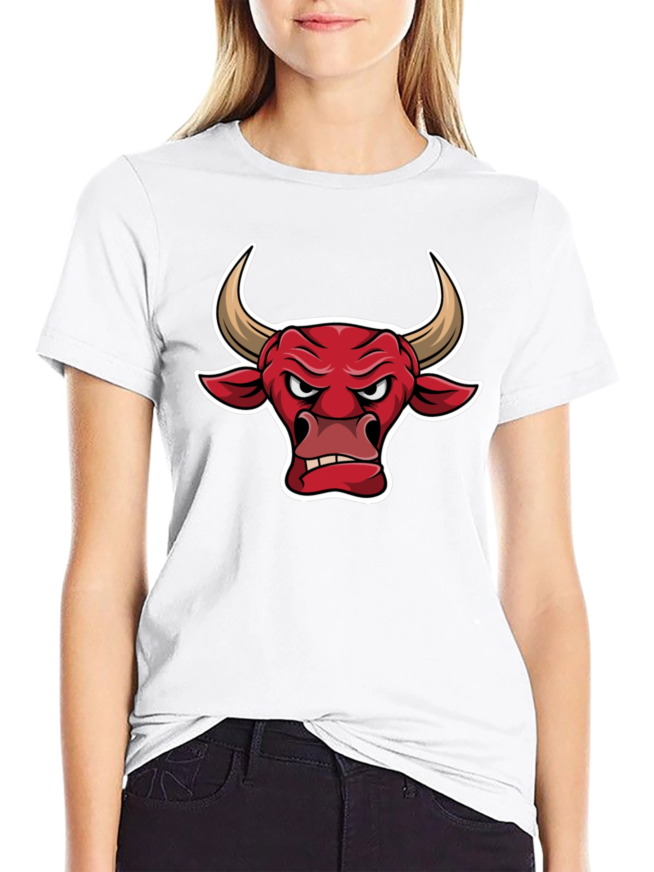 Black T-Shirt with Bull Graphic