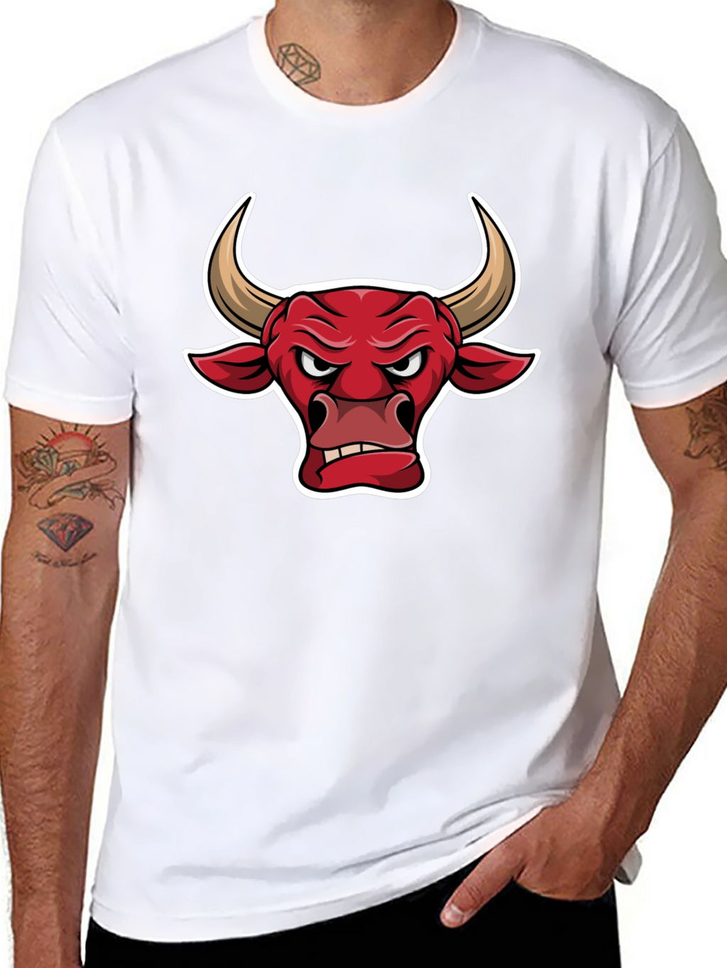 Black T-Shirt with Bull Graphic