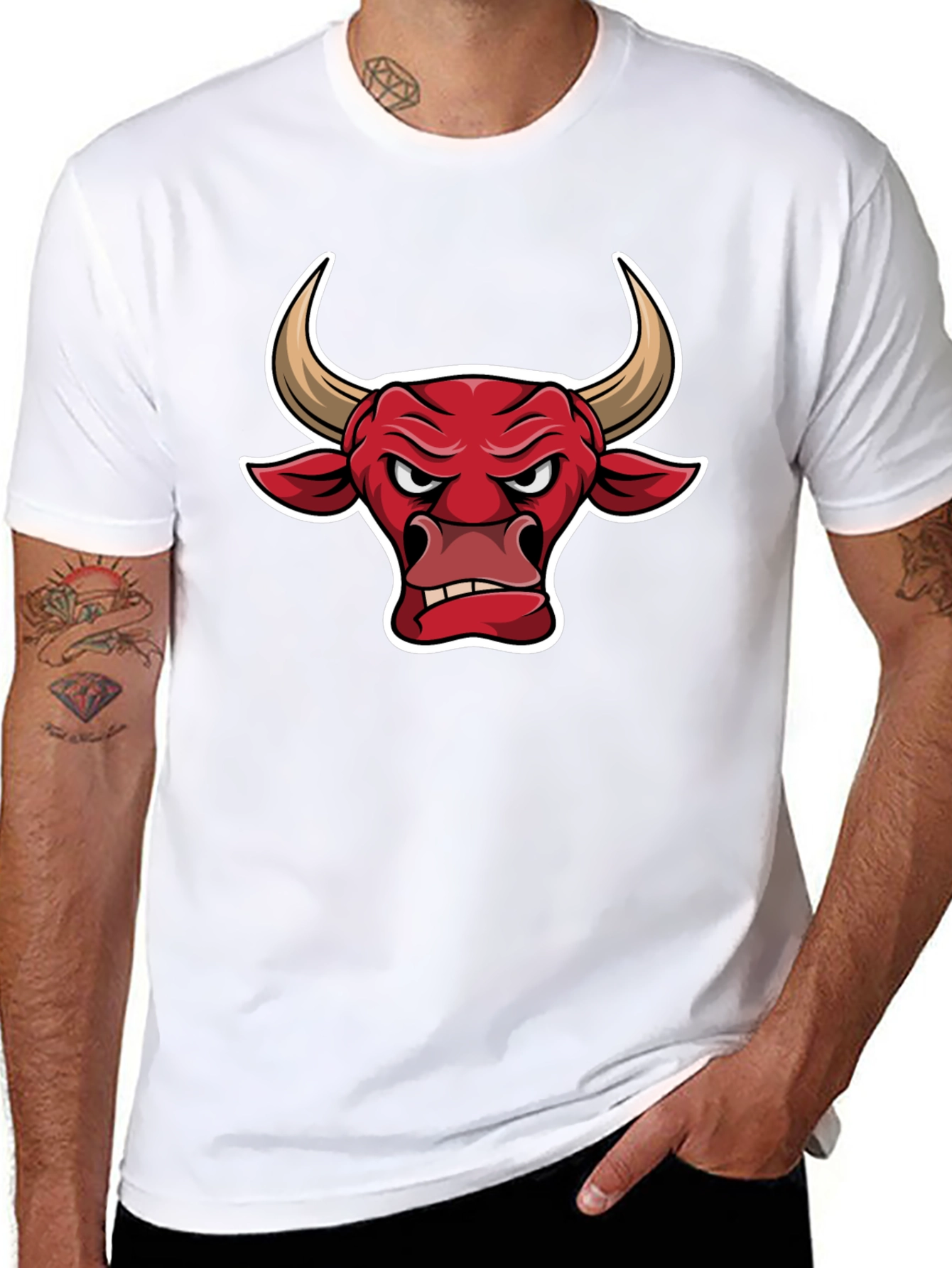 Black T-Shirt with Bull Graphic