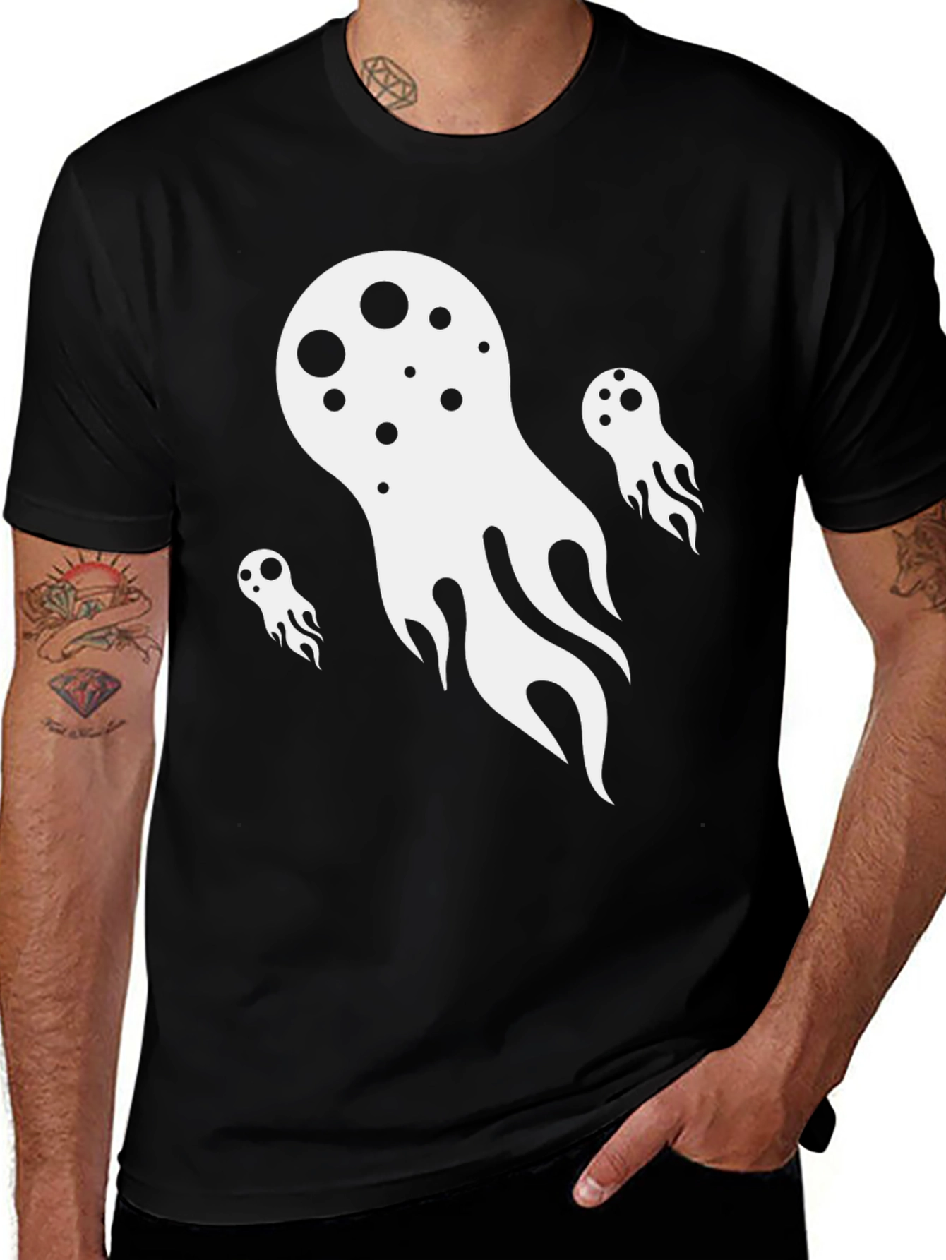 Ghostly Graphic Tee - Black Cotton Blend