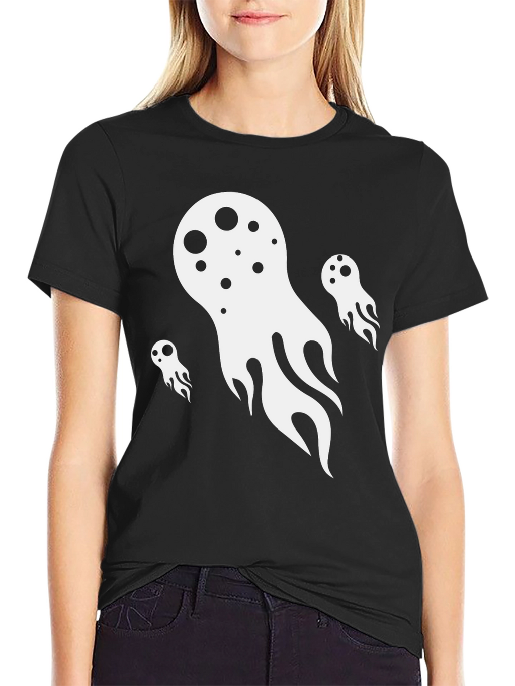 Ghostly Graphic Tee - Black Cotton Blend