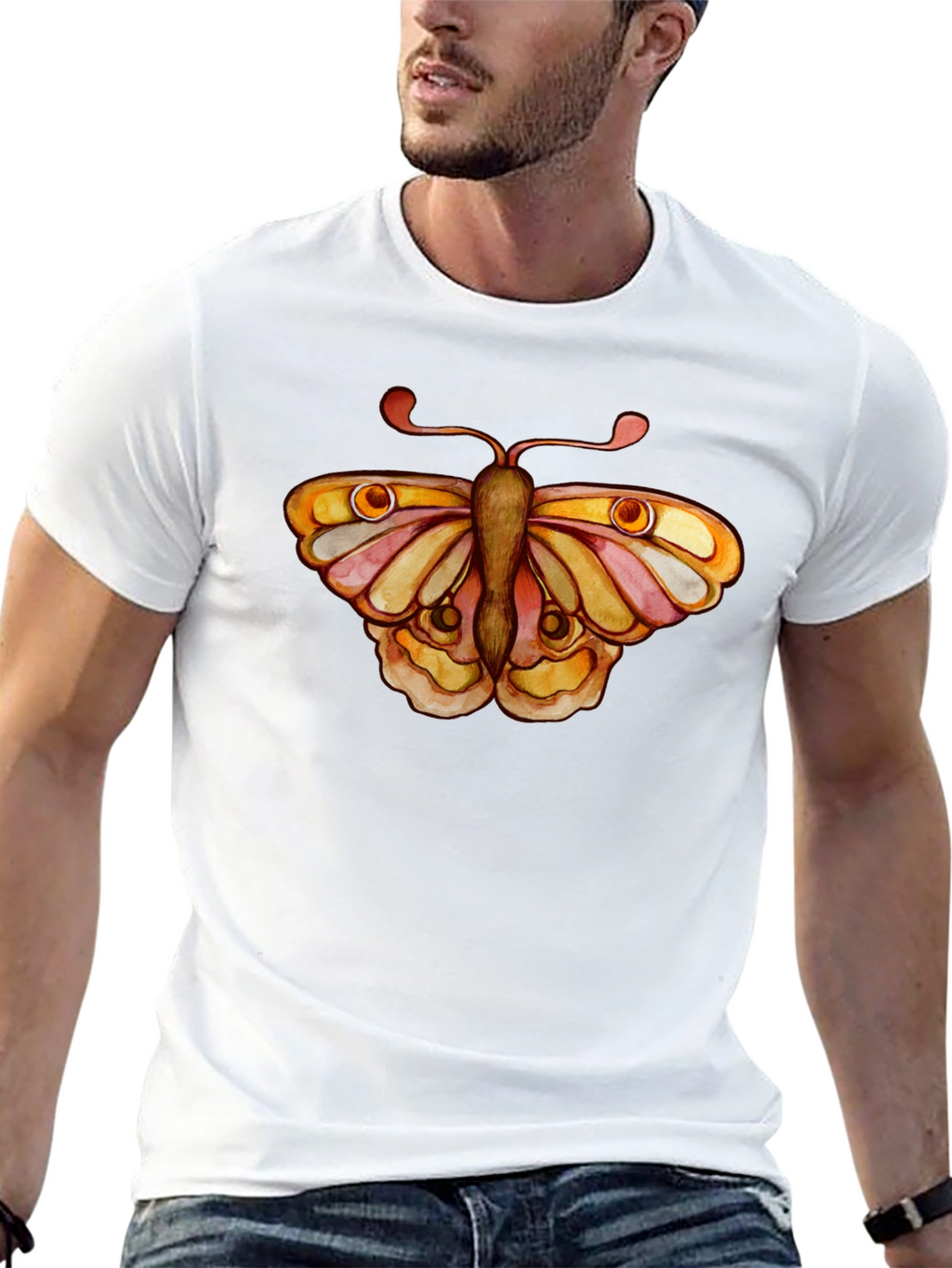 Butterfly Graphic Tee - Black Cotton T-Shirt