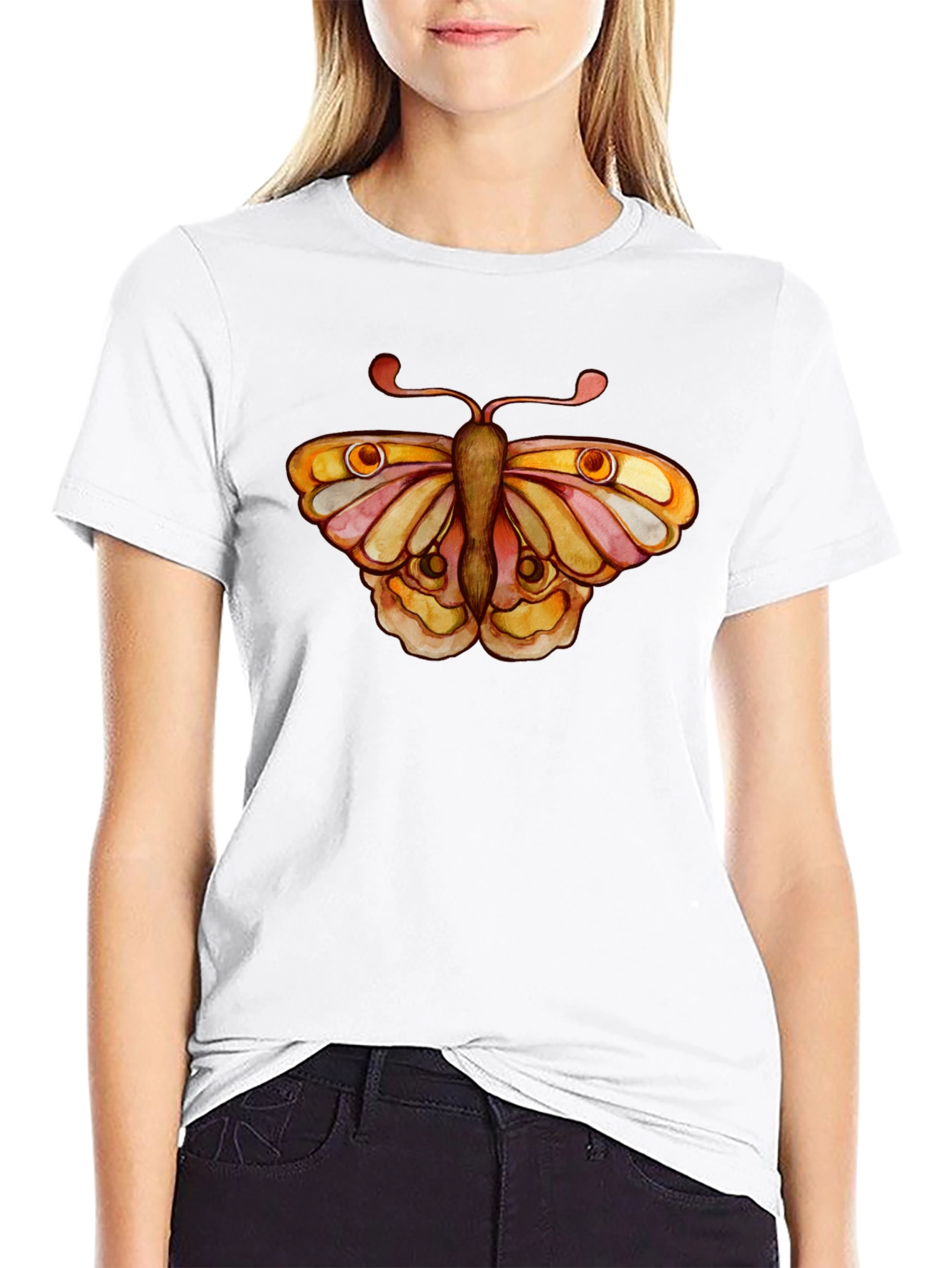 Butterfly Graphic Tee - Black Cotton T-Shirt