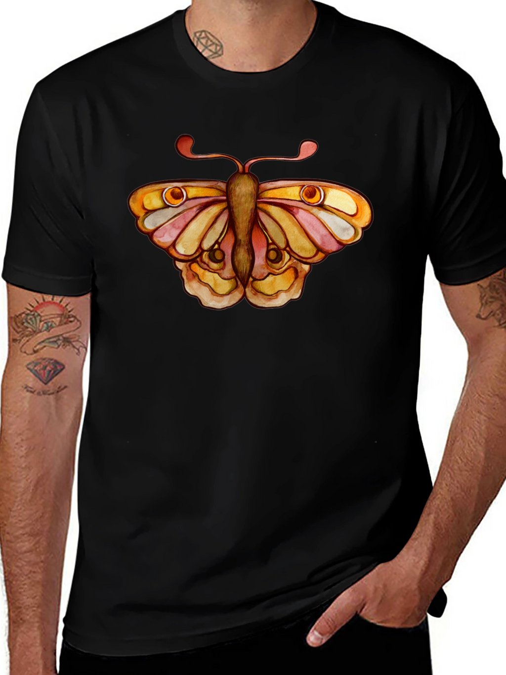 Butterfly Graphic Tee - Black Cotton T-Shirt