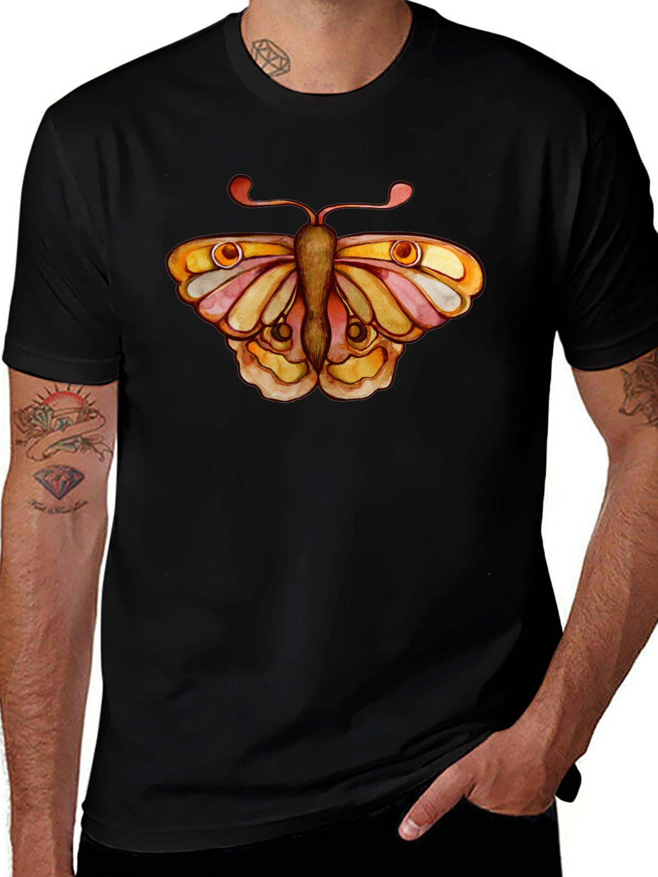 Butterfly Graphic Tee - Black Cotton T-Shirt