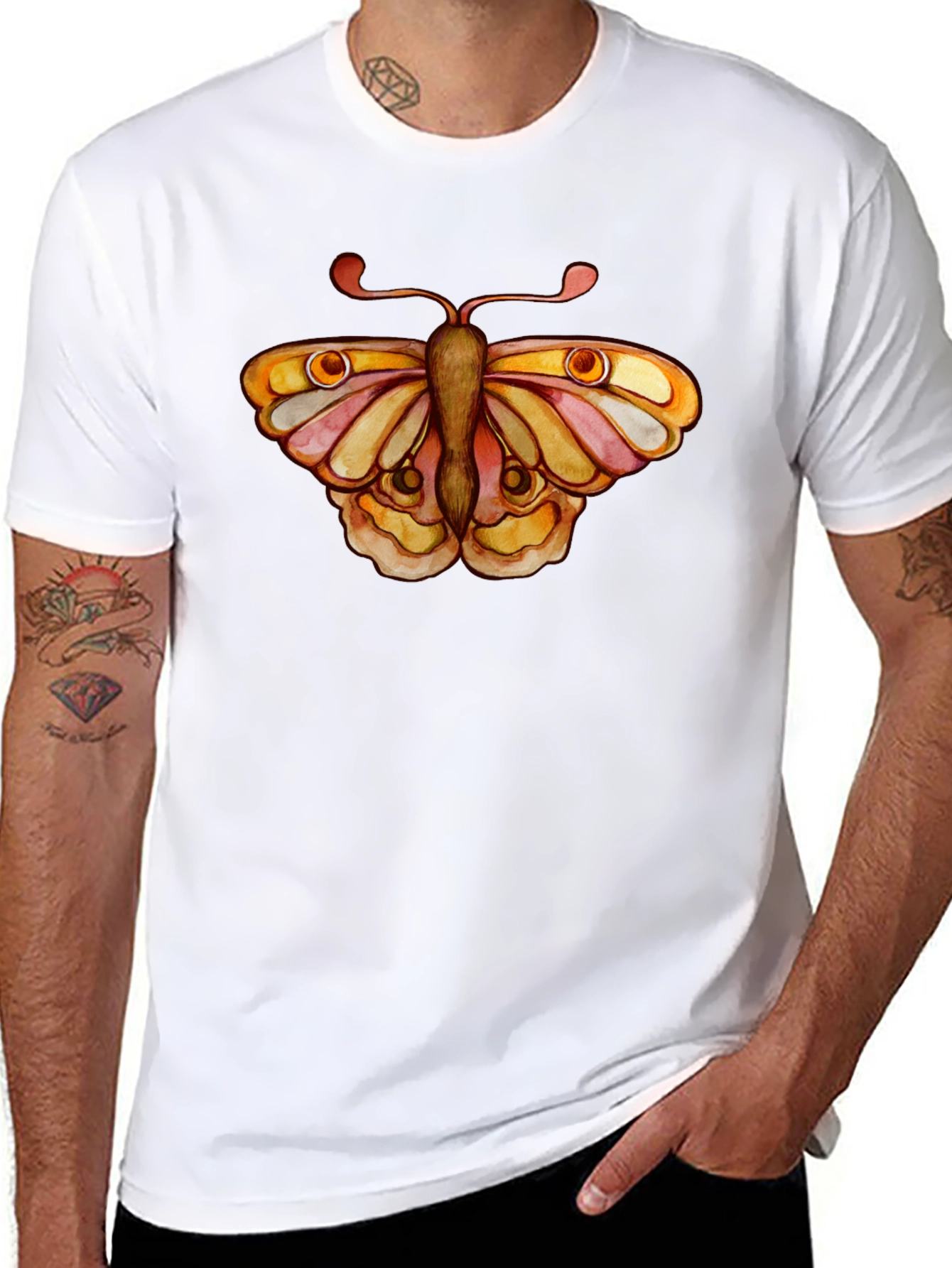 Butterfly Graphic Tee - Black Cotton T-Shirt