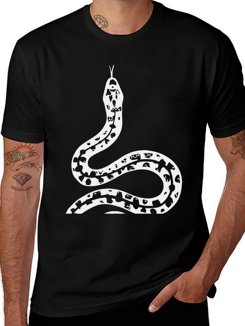 Black Snake Print Graphic Tee