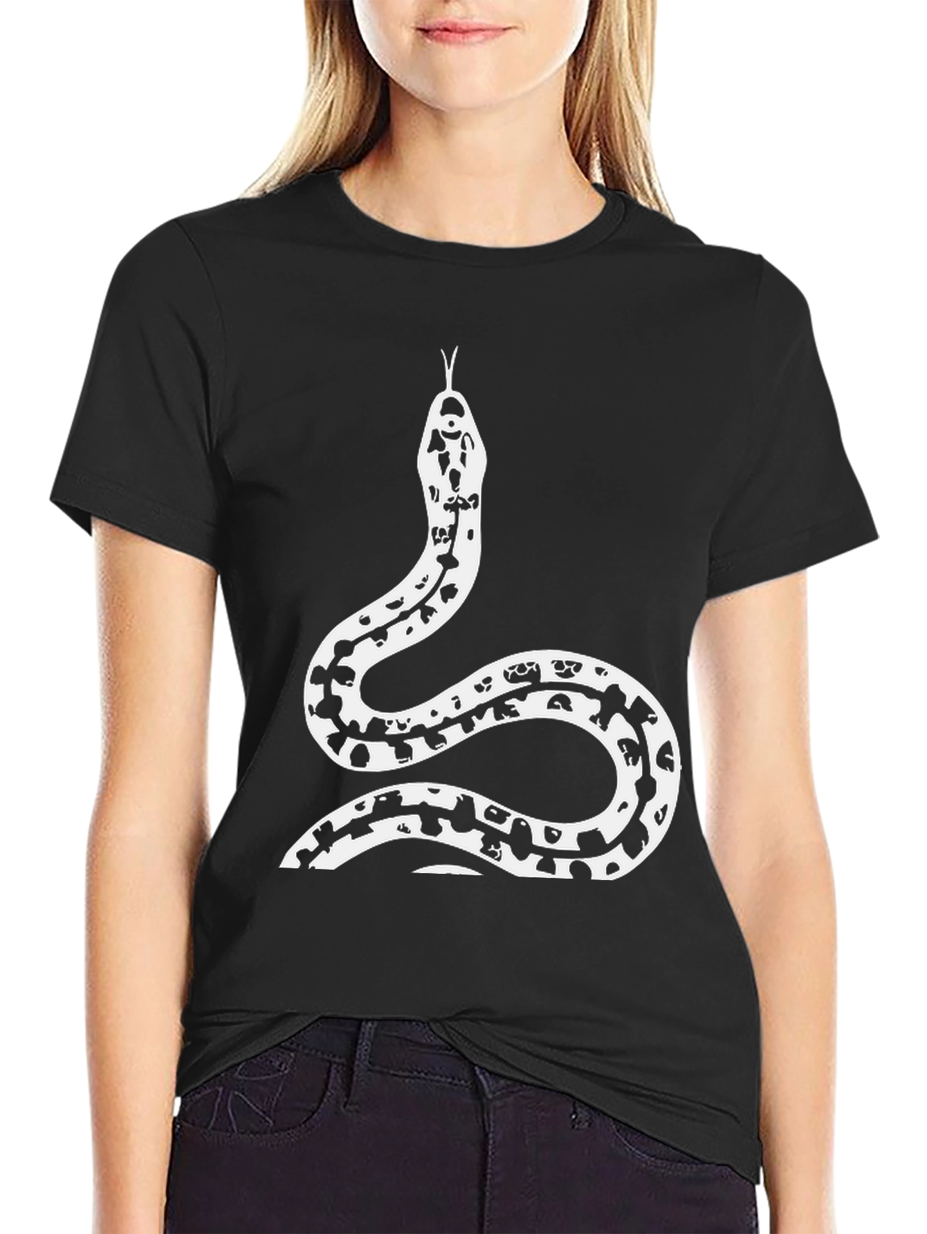 Black Snake Print Graphic Tee