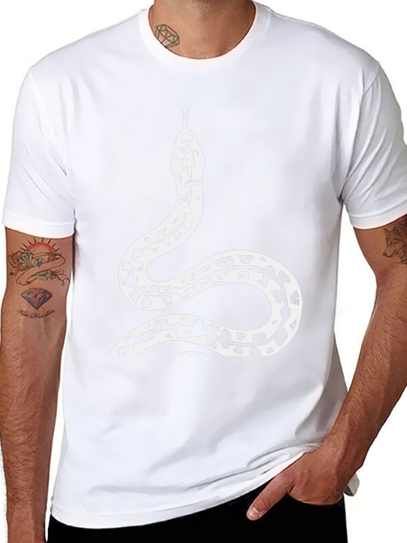 Black Snake Print Graphic Tee
