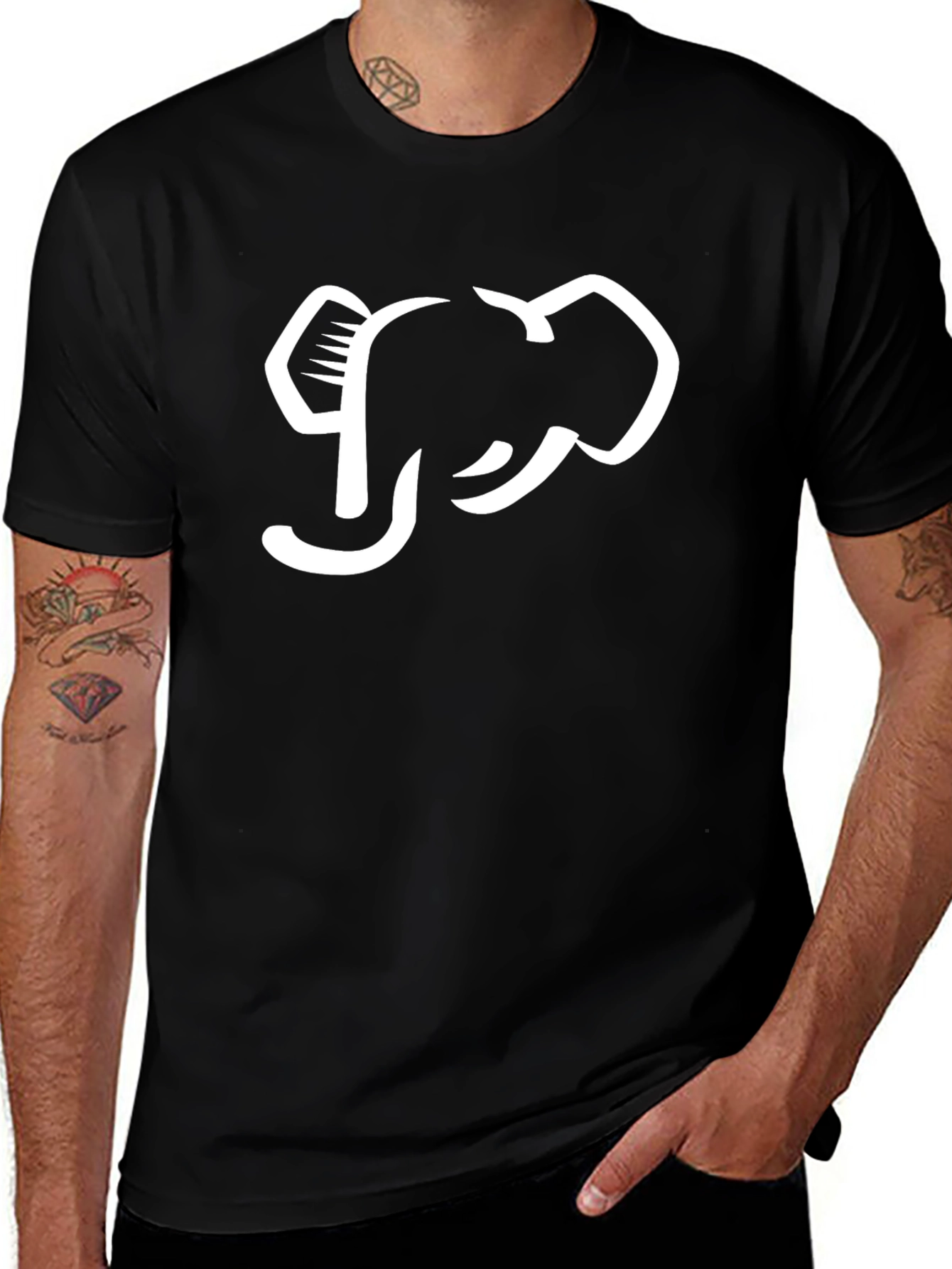 Elephant Graphic Tee - Stylish Black Cotton T-Shirt