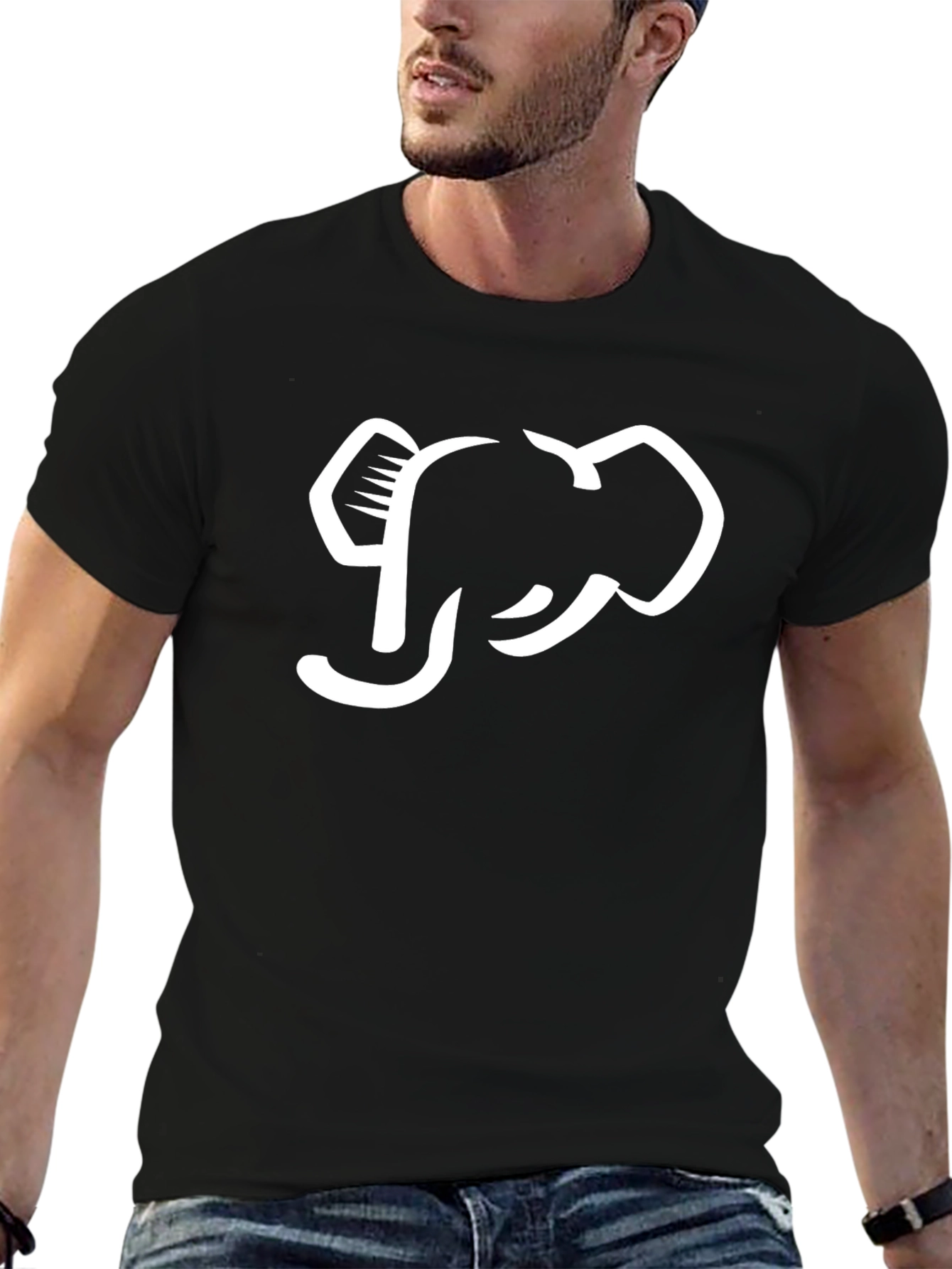Elephant Graphic Tee - Stylish Black Cotton T-Shirt