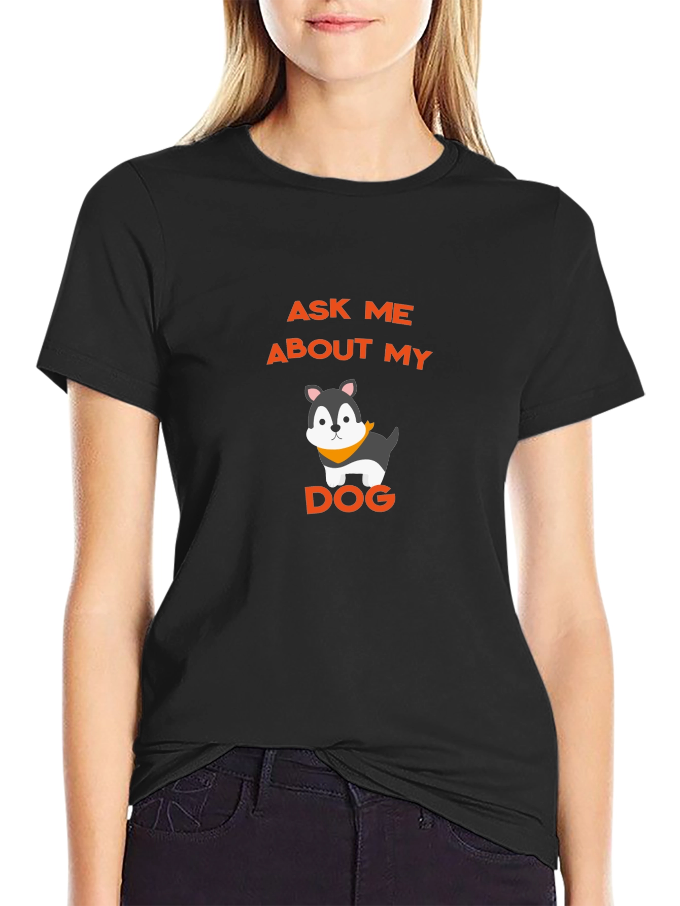Ask Me About My Dog Graphic Tee - Black Cotton Shirt
