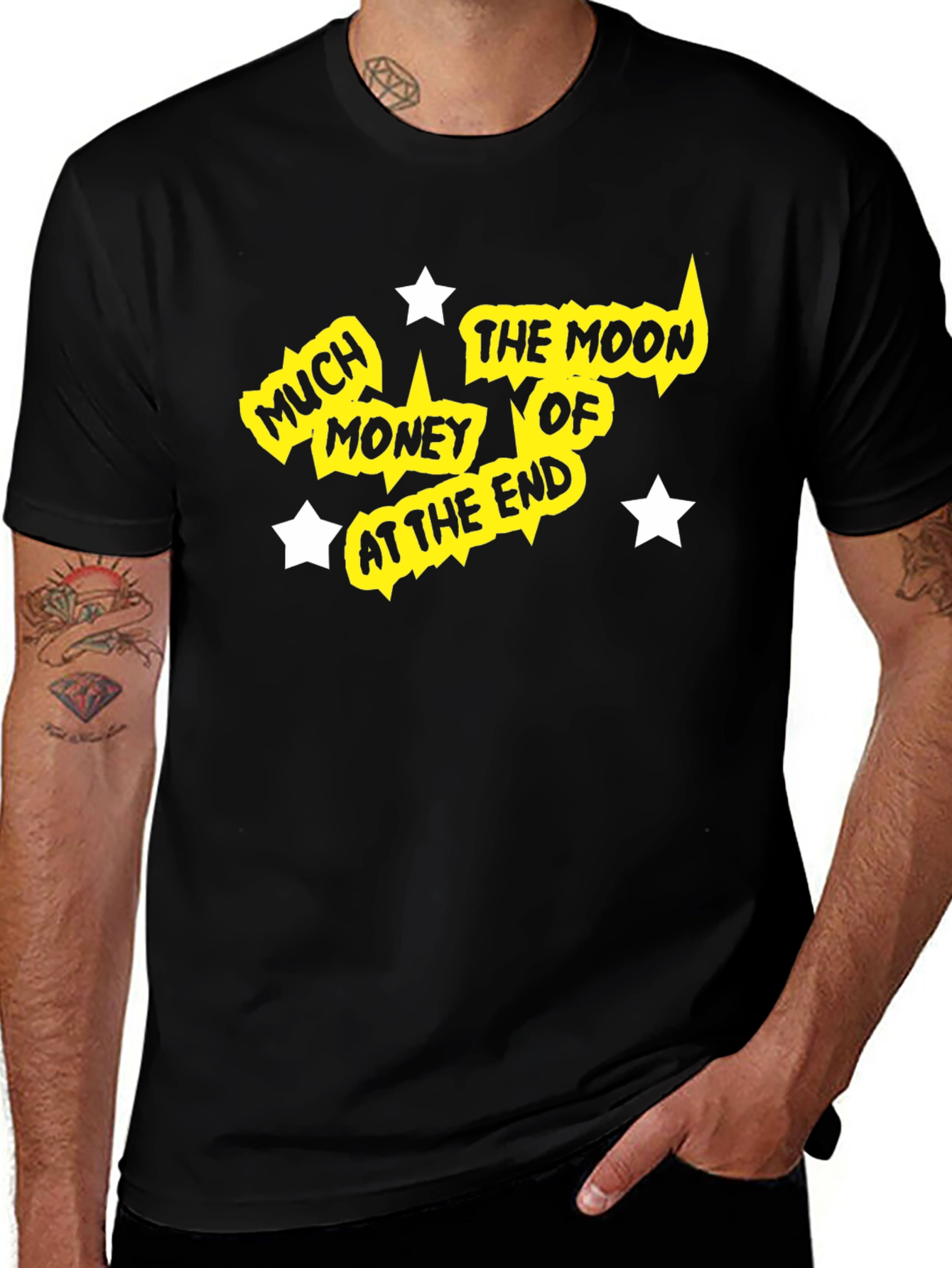 Much Money the Moon Graphic Tee - Black