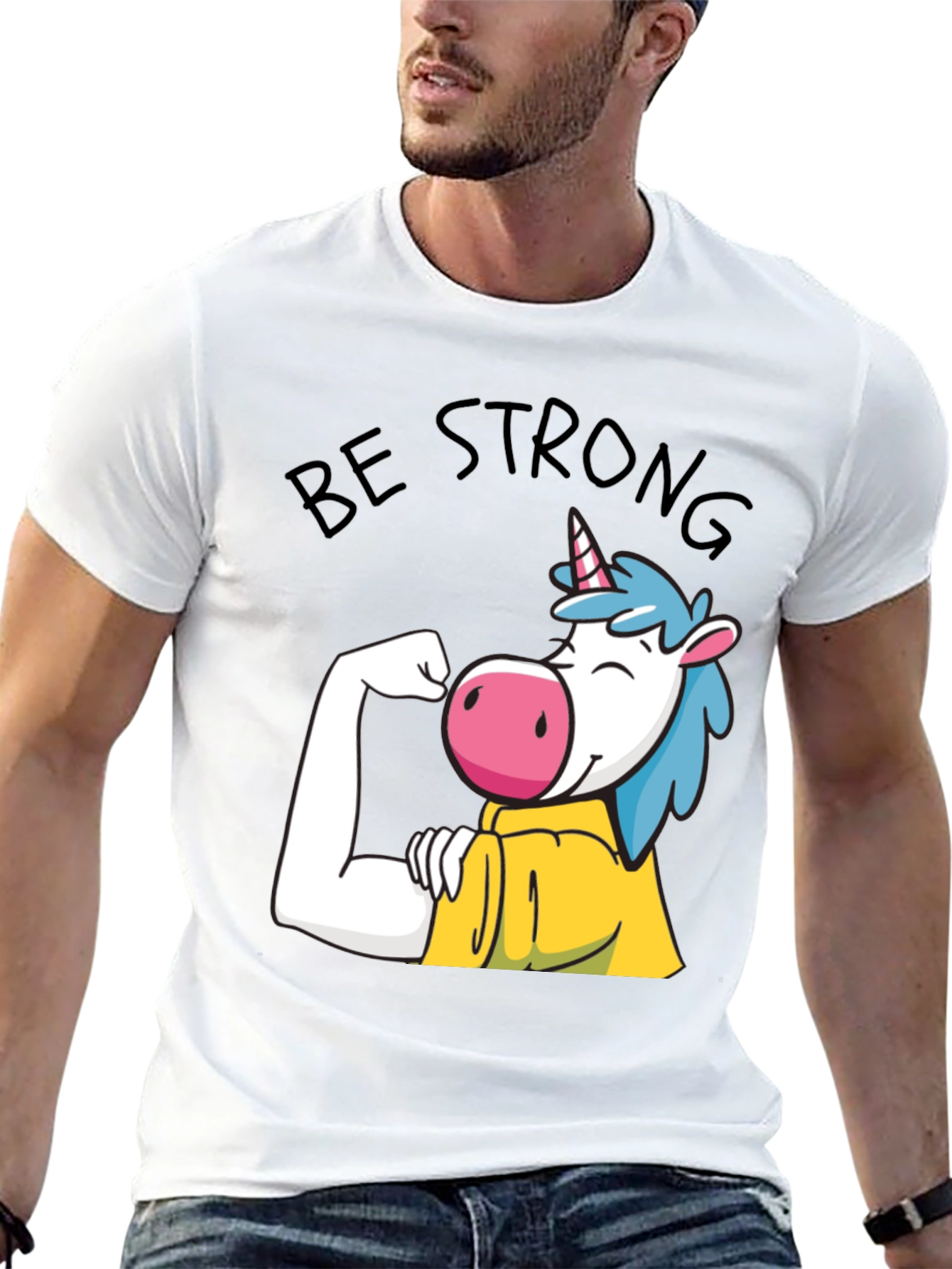 Be Strong Unicorn Graphic Tee - Black