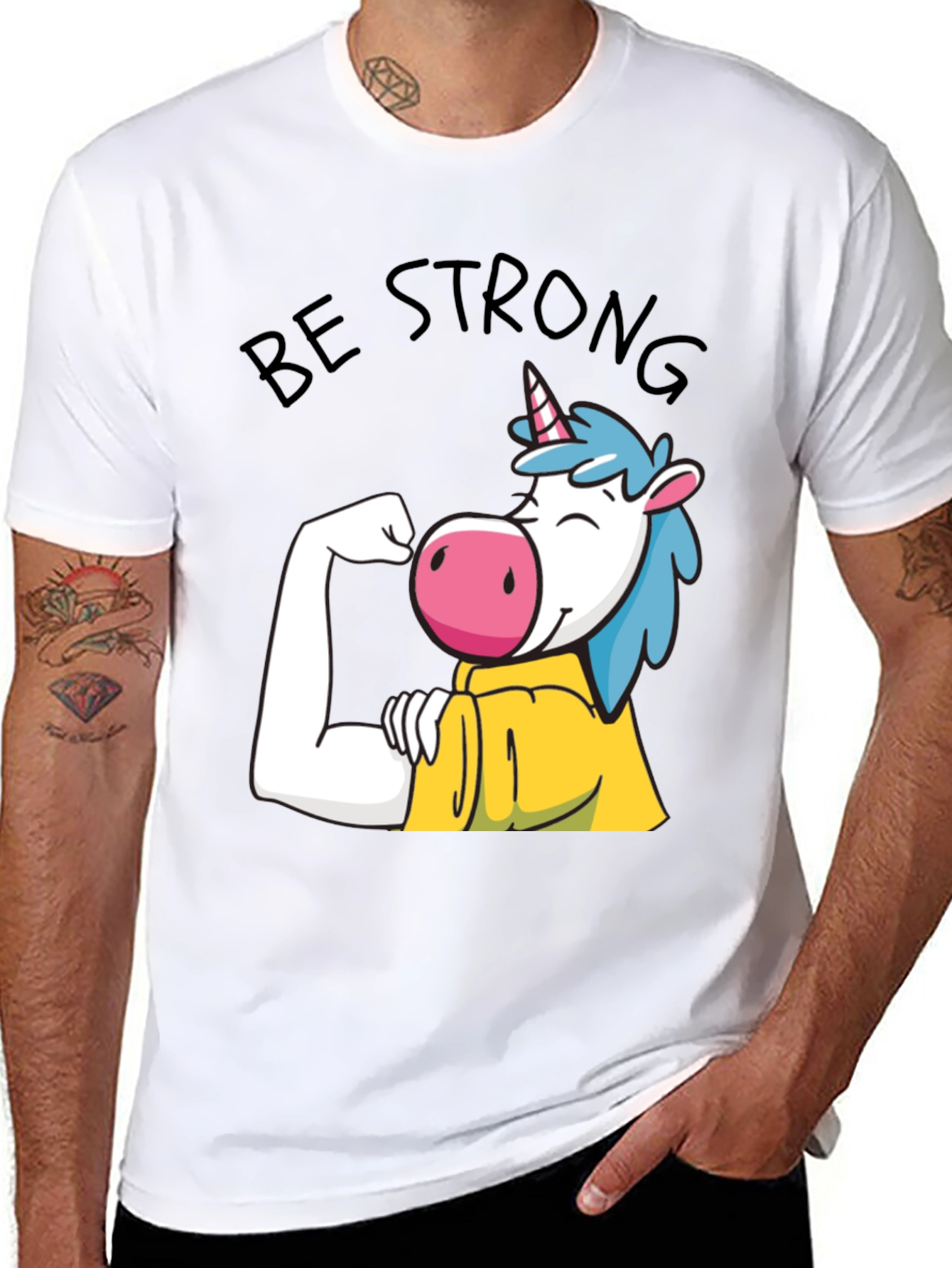 Be Strong Unicorn Graphic Tee - Black