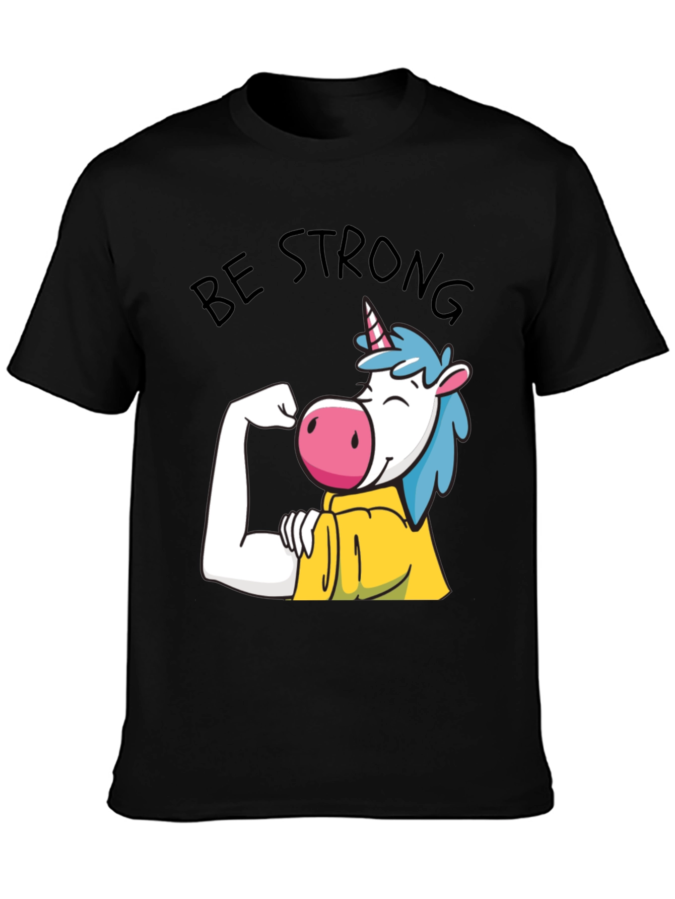 Be Strong Unicorn Graphic Tee - Black