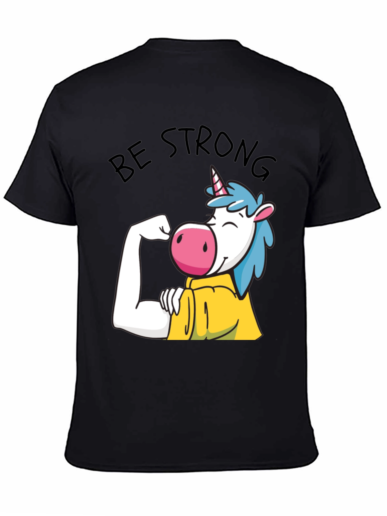 Be Strong Unicorn Graphic Tee - Black