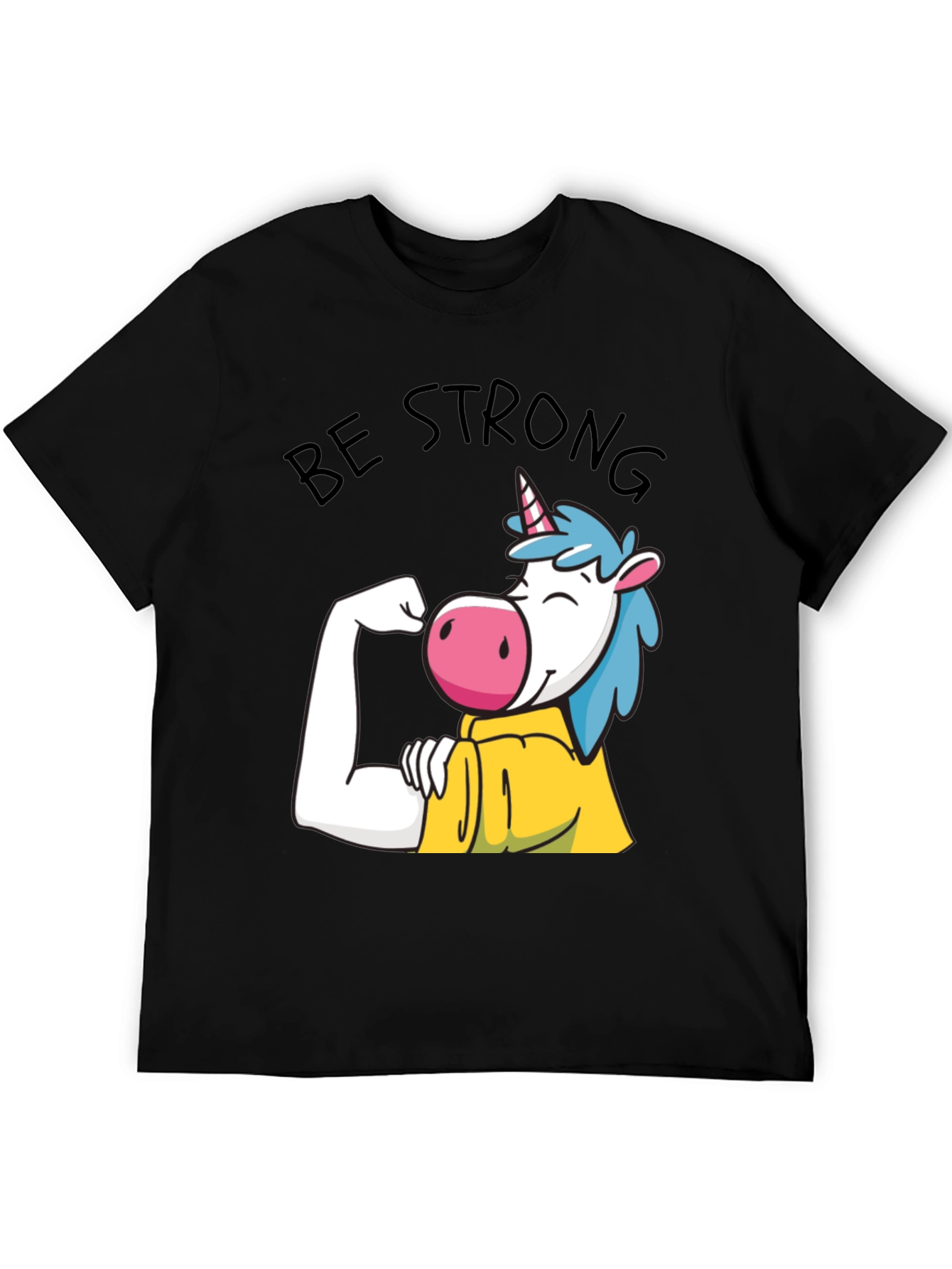 Be Strong Unicorn Graphic Tee - Black