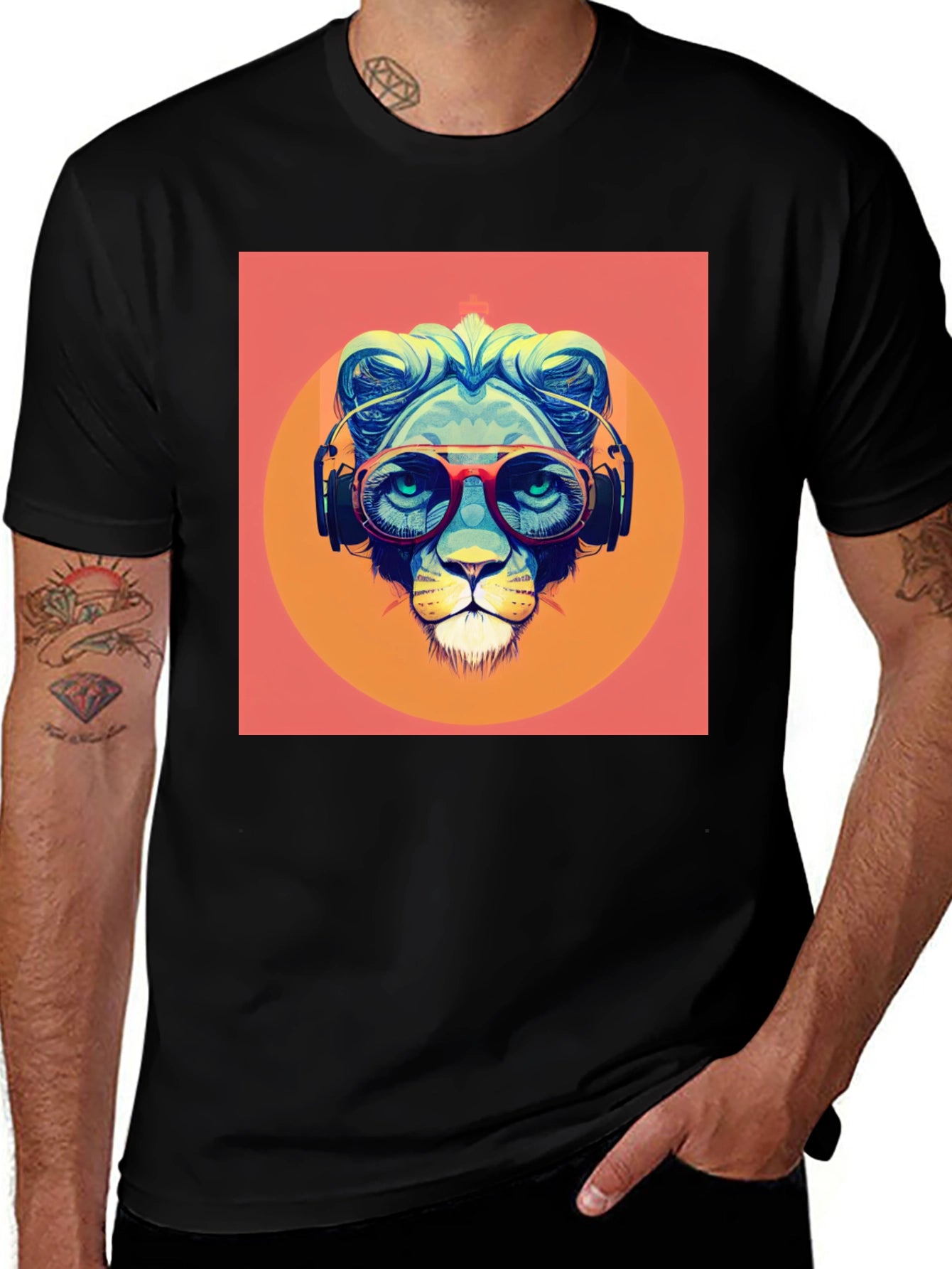 Cool Lion Graphic Tee - Stylish Black T-Shirt