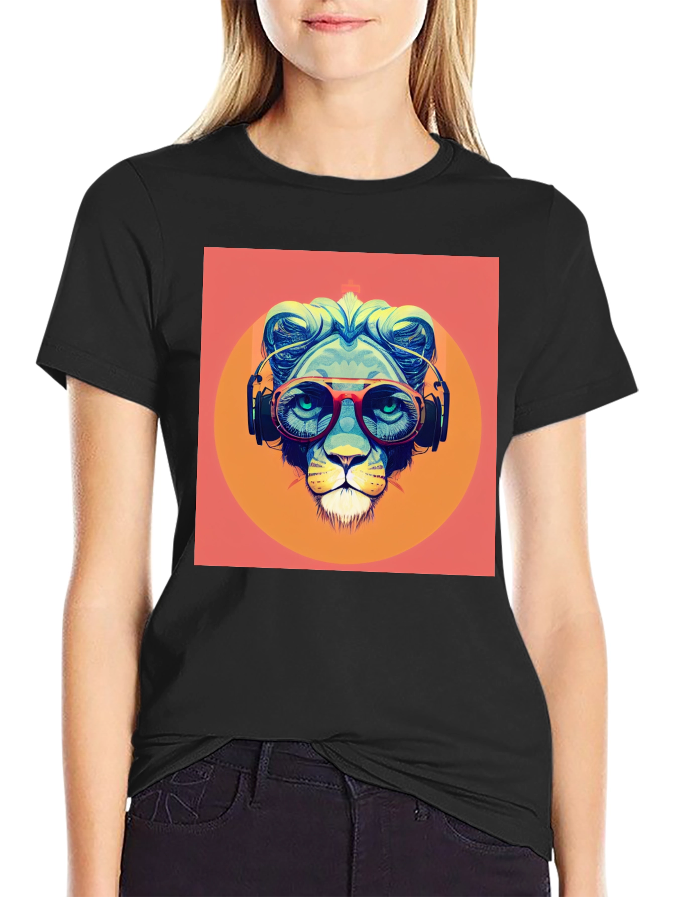 Cool Lion Graphic Tee - Stylish Black T-Shirt