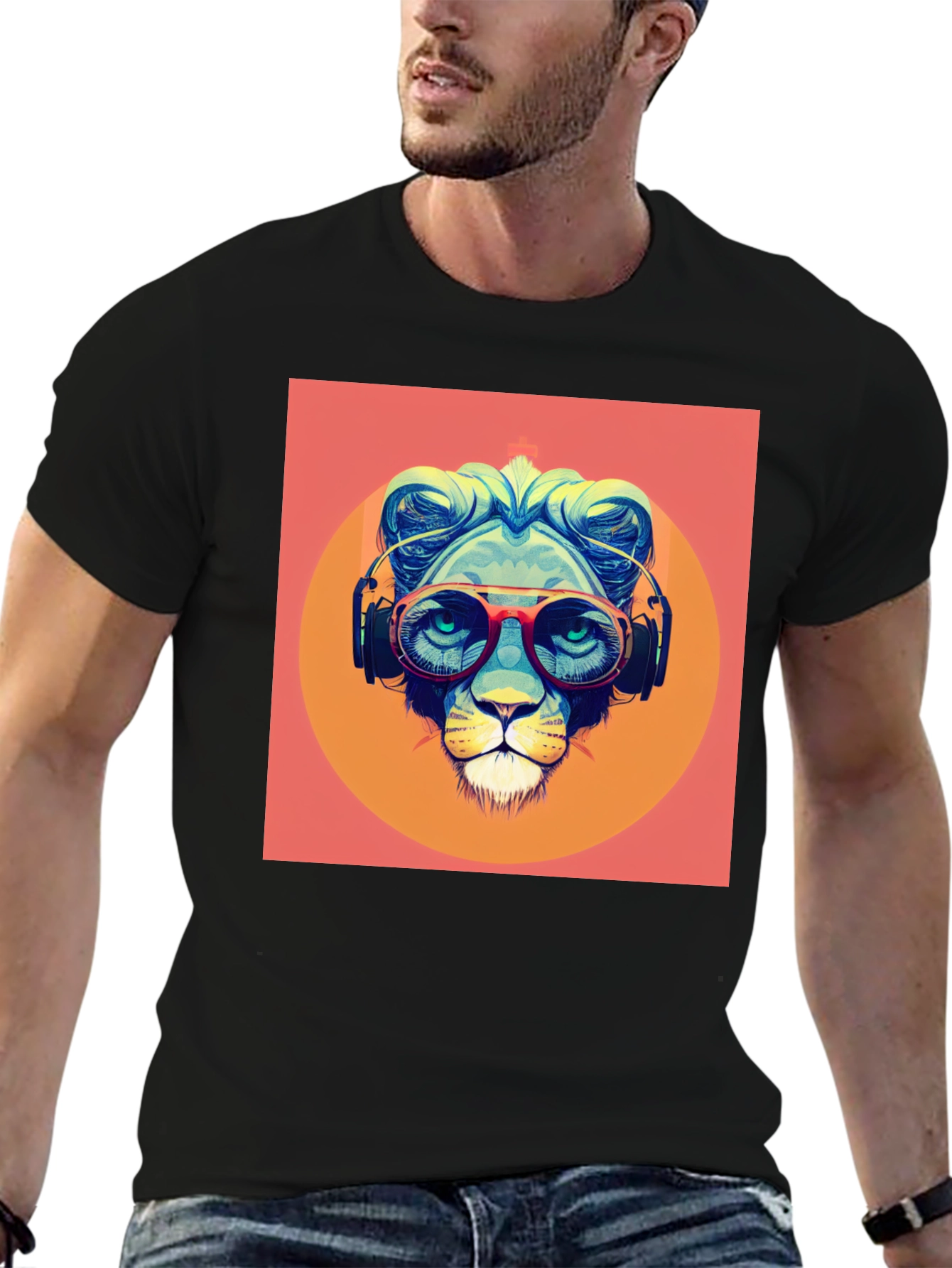 Cool Lion Graphic Tee - Stylish Black T-Shirt
