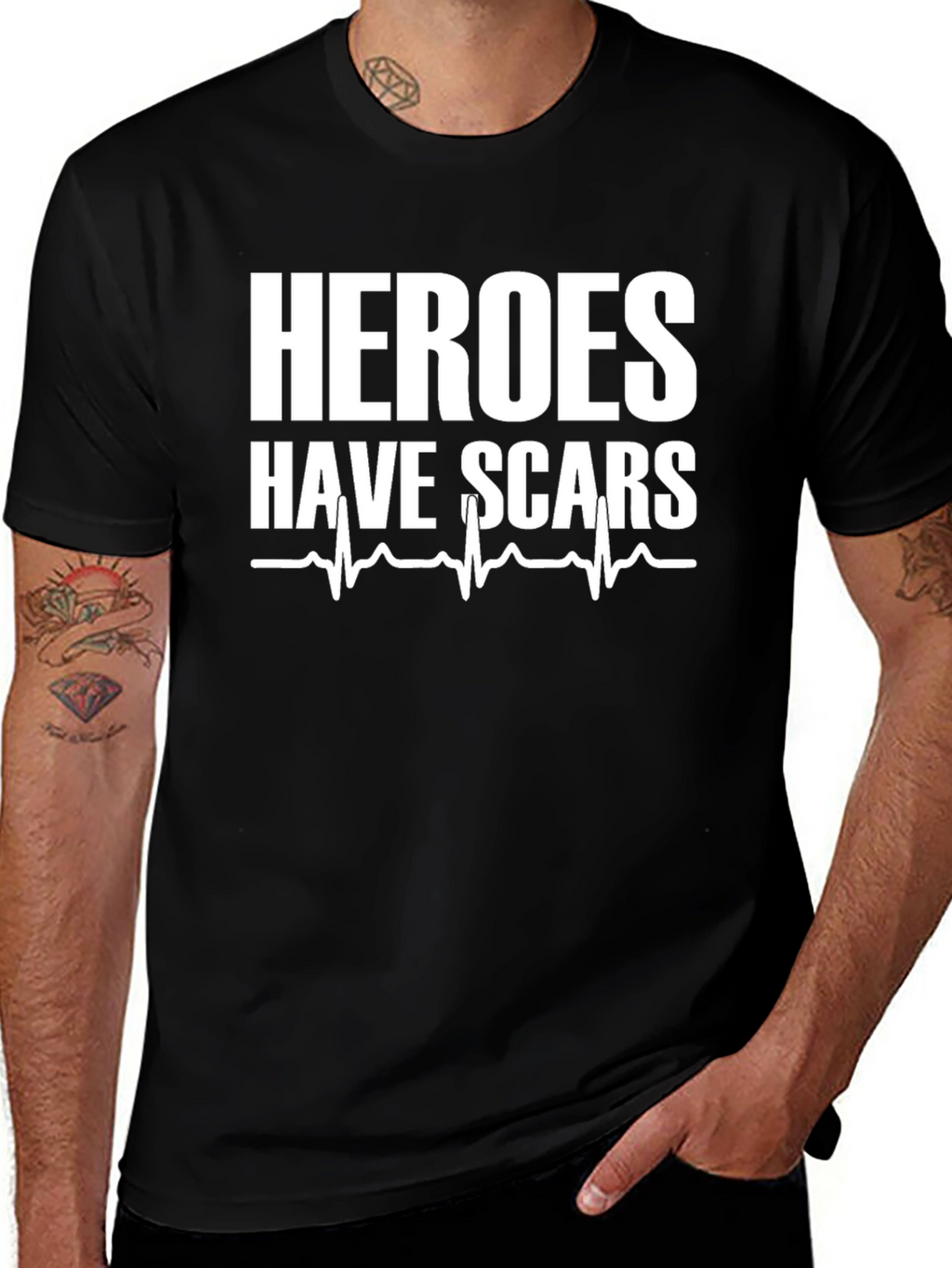 Heroes Have Scars Graphic Tee - Black