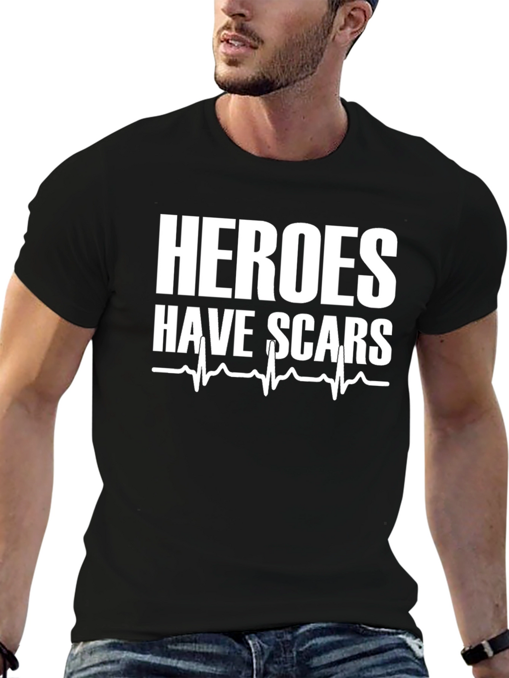 Heroes Have Scars Graphic Tee - Black