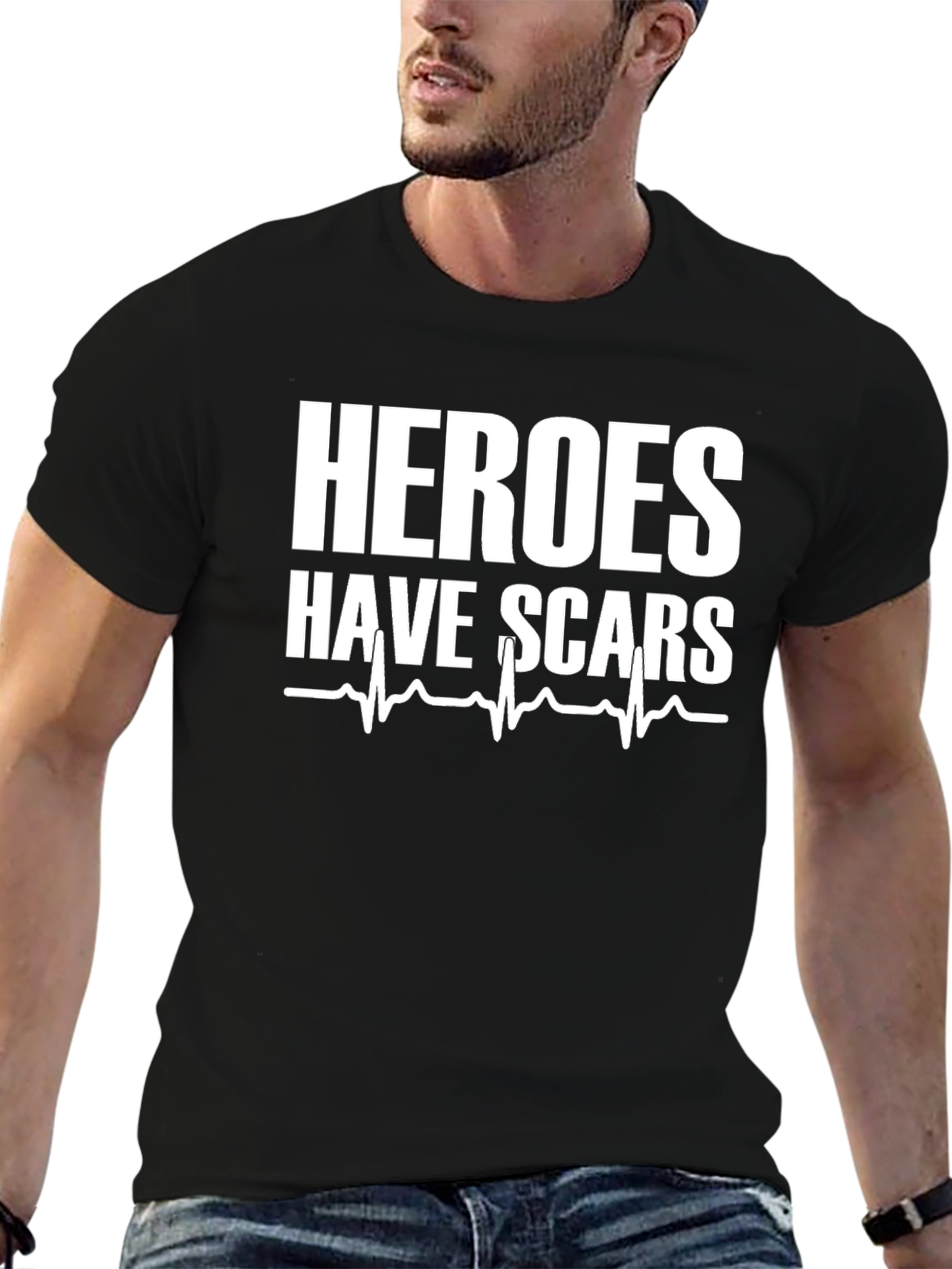 Heroes Have Scars Graphic Tee - Black