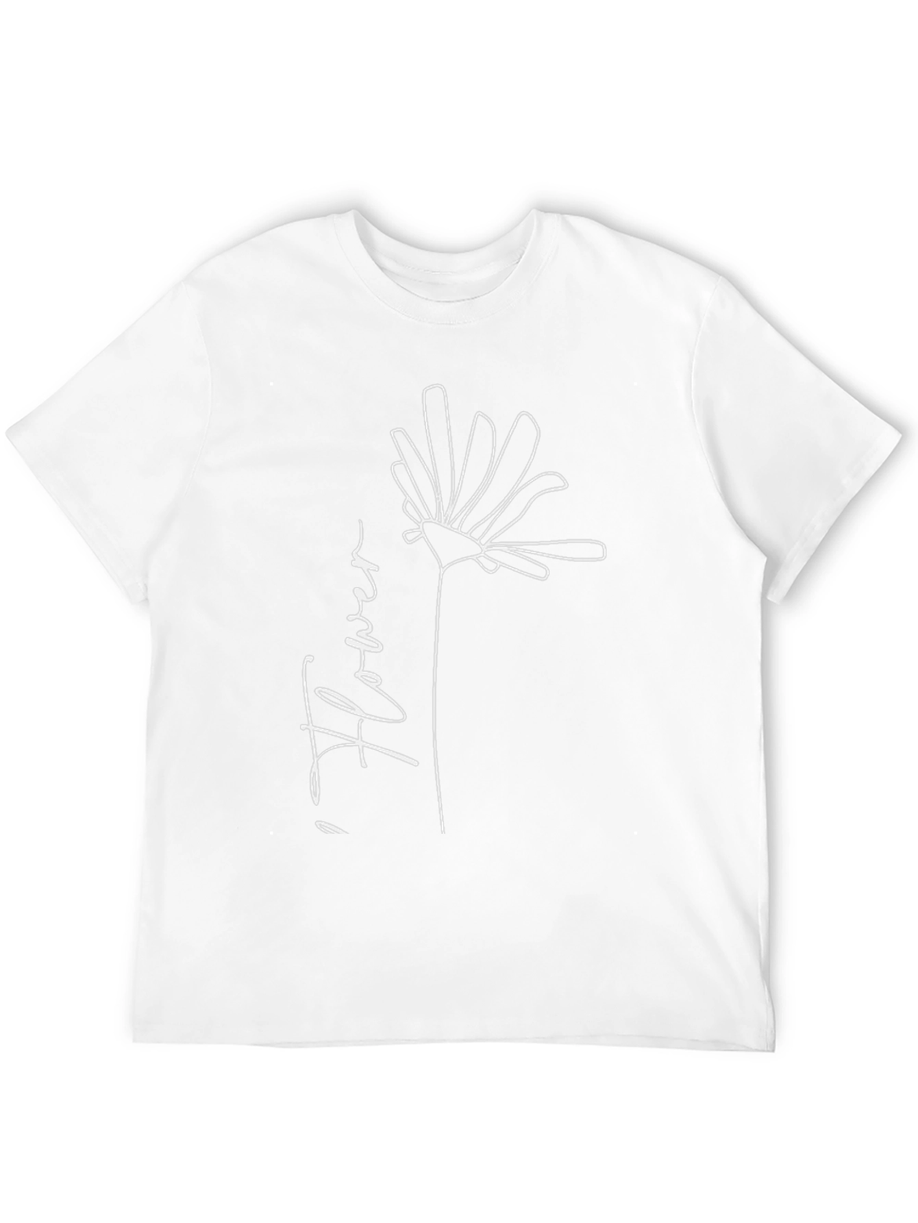 Minimalist Flower Line Art Black T-Shirt