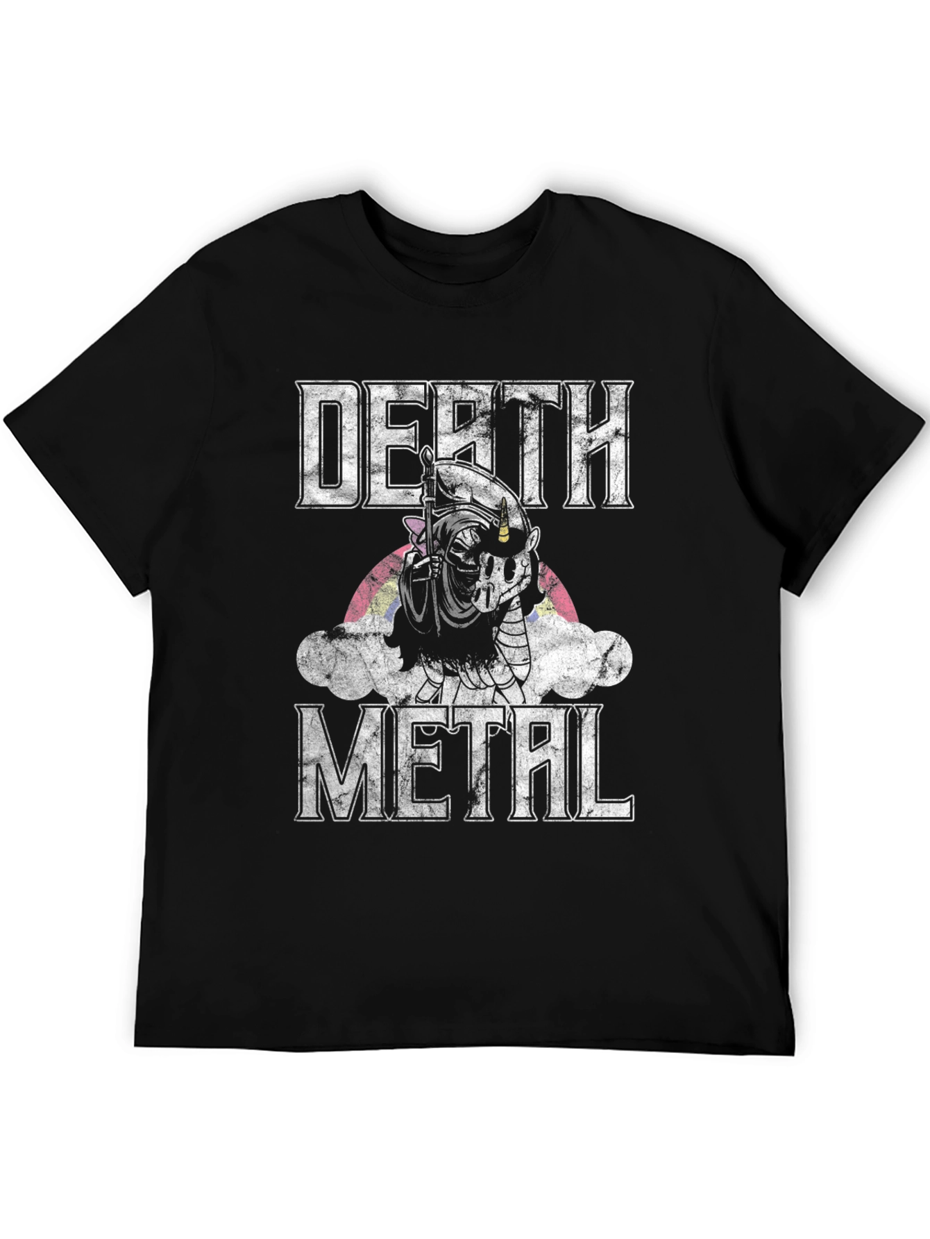 Death Metal Unicorn T-Shirt - Grim Reaper Rainbow Tee