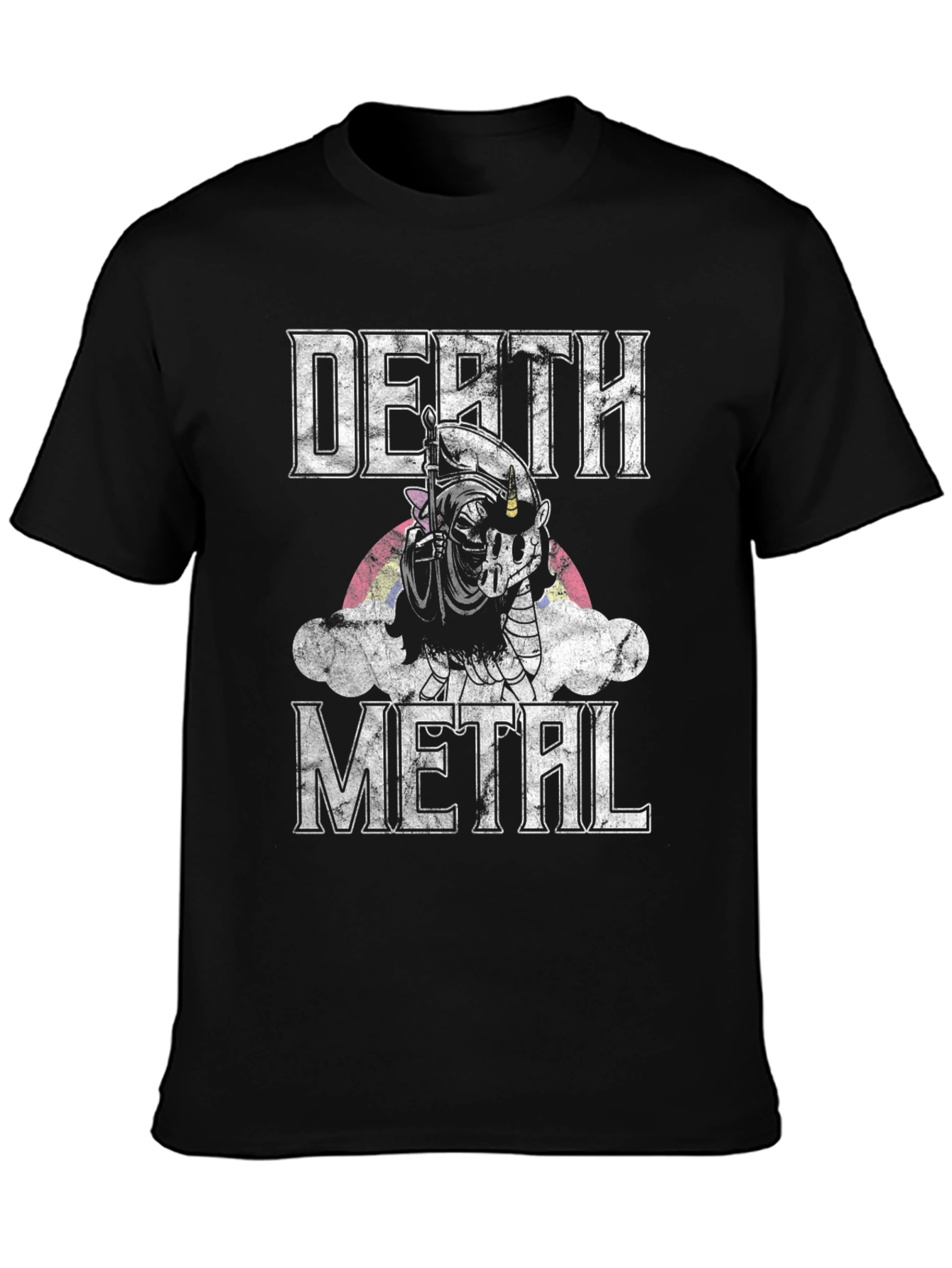 Death Metal Unicorn T-Shirt - Grim Reaper Rainbow Tee
