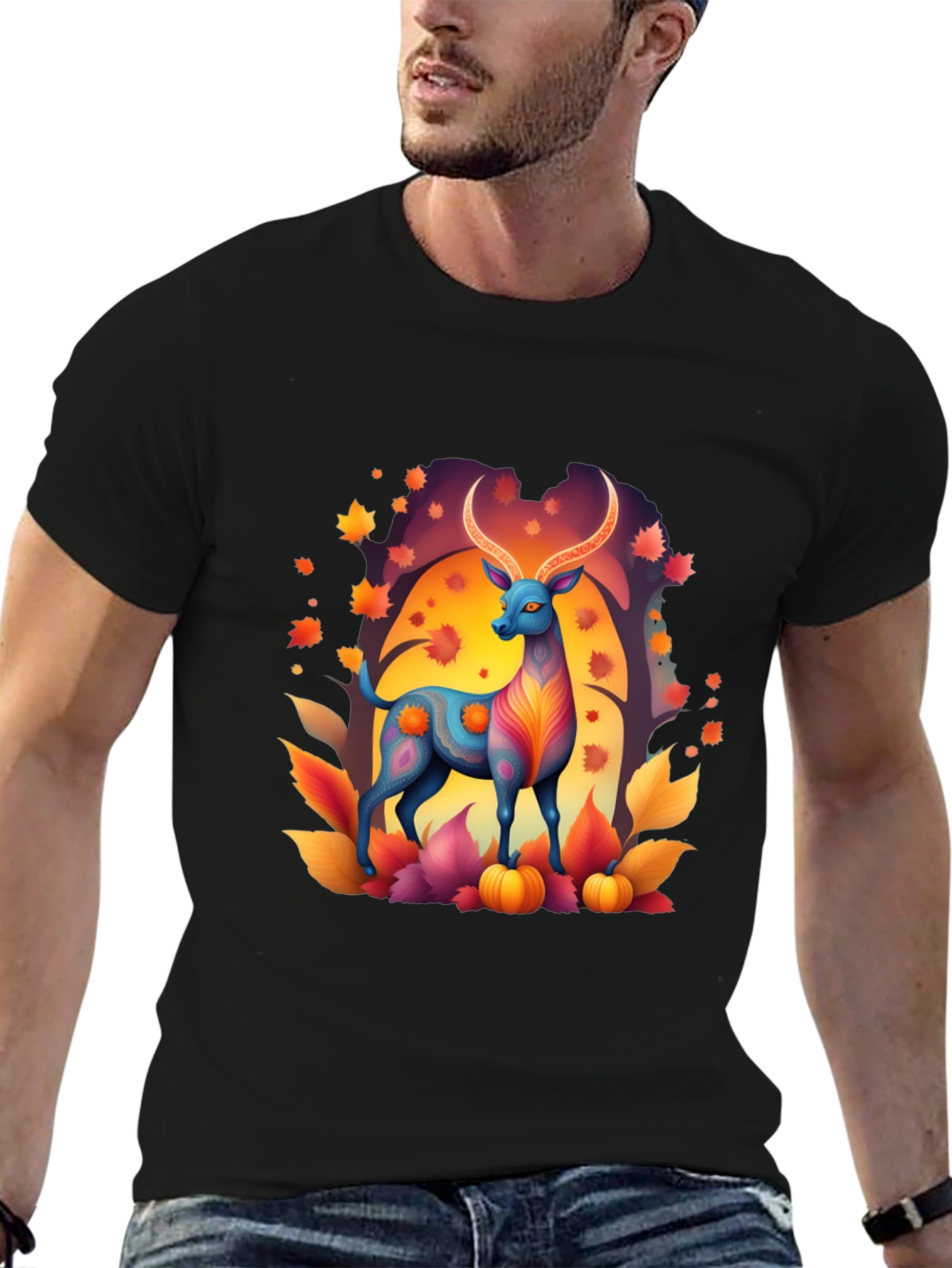 Autumn Deer Graphic Tee - Stylish Fall Apparel