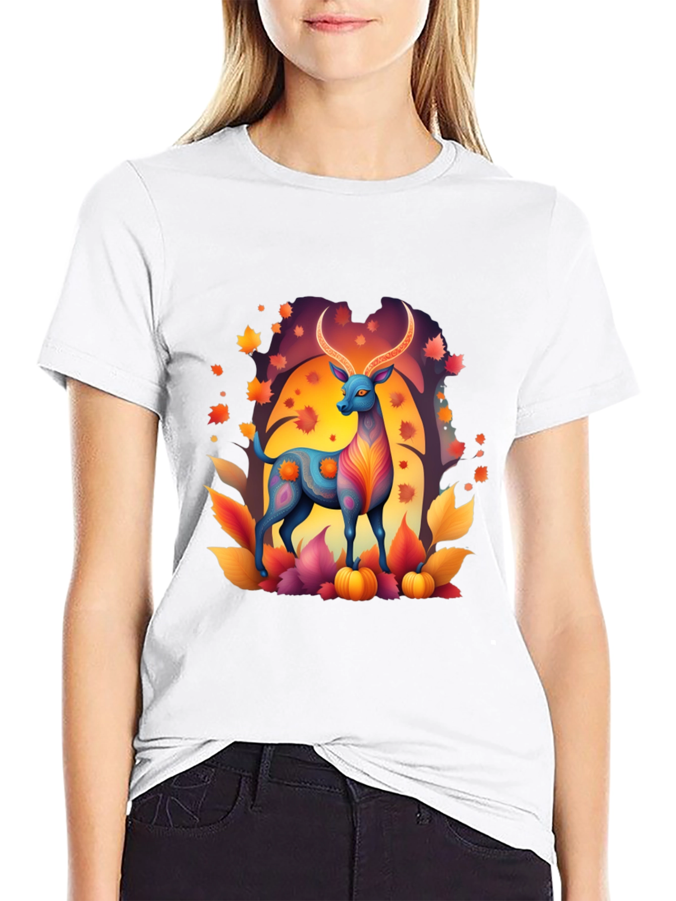 Autumn Deer Graphic Tee - Stylish Fall Apparel