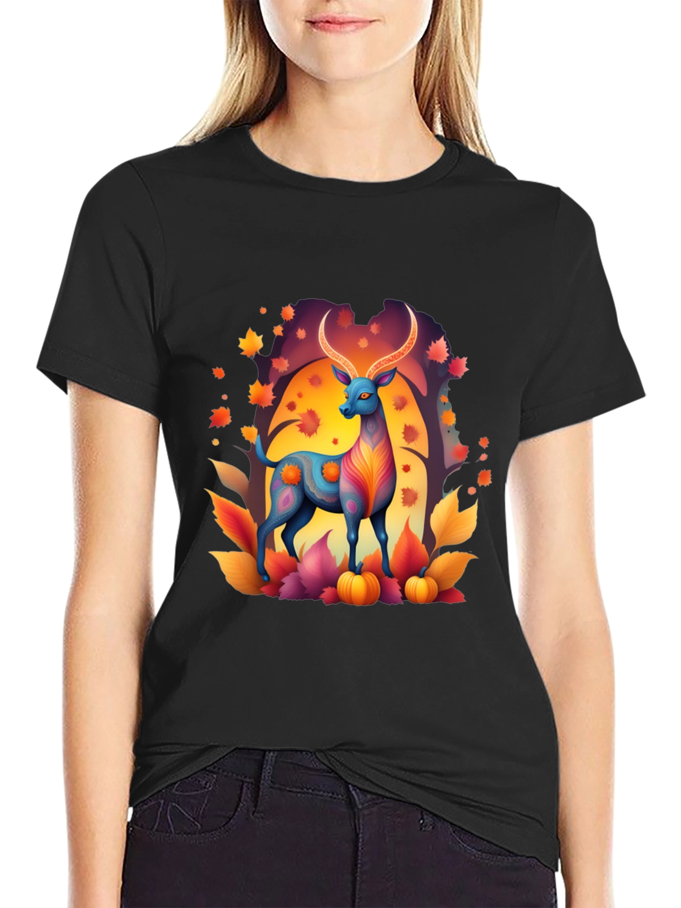 Autumn Deer Graphic Tee - Stylish Fall Apparel