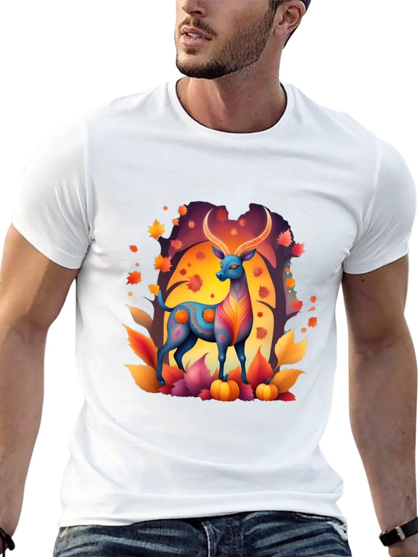 Autumn Deer Graphic Tee - Stylish Fall Apparel